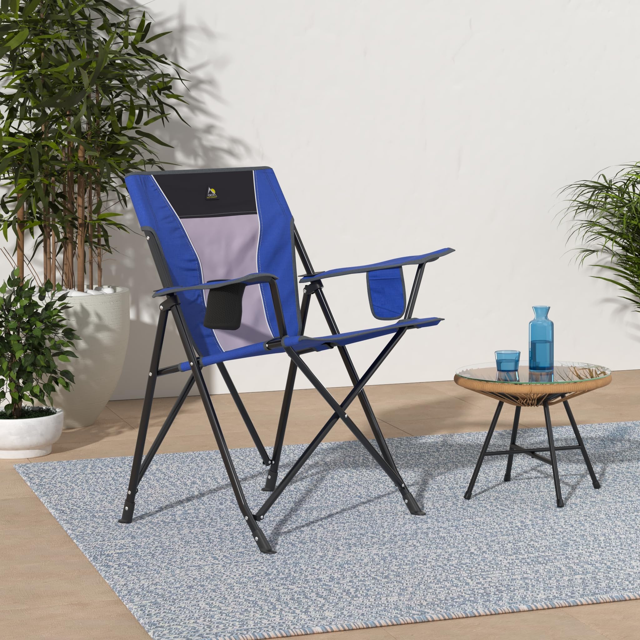 GCI Outdoor Comfort Pro Rocker Camping Chair | Portable Folding Rocking Chair with Durable Armrests & Drink Holder — Blush