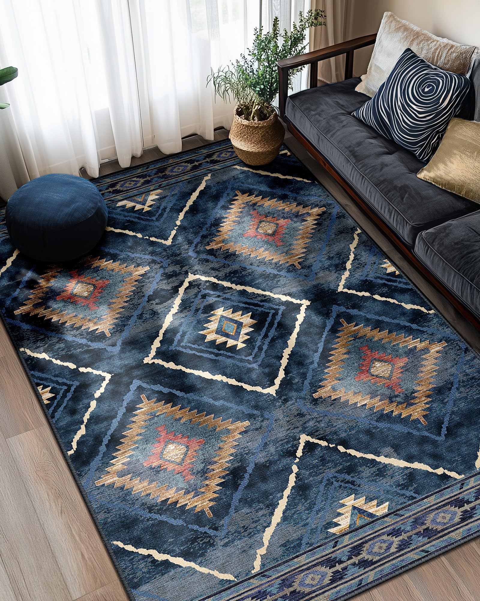 BESTSWEETIE Area Rug 2x3 Rug Machine Washable Non-Slip Low Pile Print Pattern Western Rug for Living Room Bedroom Entryway Tribal Series-Abstract/Cowhide