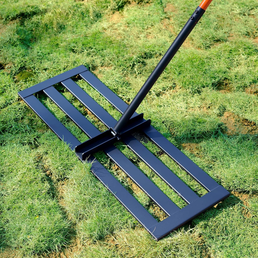 Lawn Leveling Rake, 30''x10'' Leveling Rake, 78 inch Handle Length, Stainless Steel, Adjustable Handle for Backyard, Garden, Golf Course, Farm ＆ Pasture, Professional Lawn Care Tool