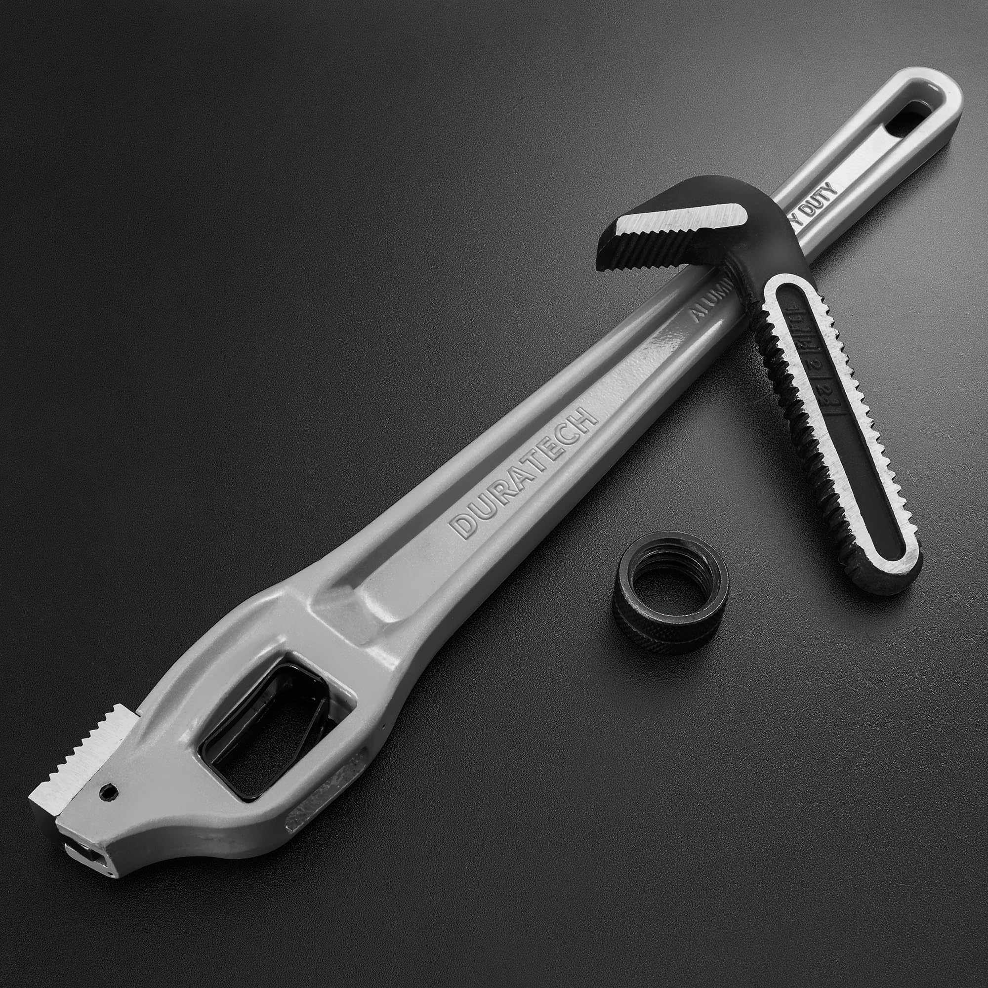 DURATECH 8-inch Heavy Duty Aluminum Straight Pipe Wrench, Adjustable Plumbing Wrench, Drop Forged, Exceed GGG standard