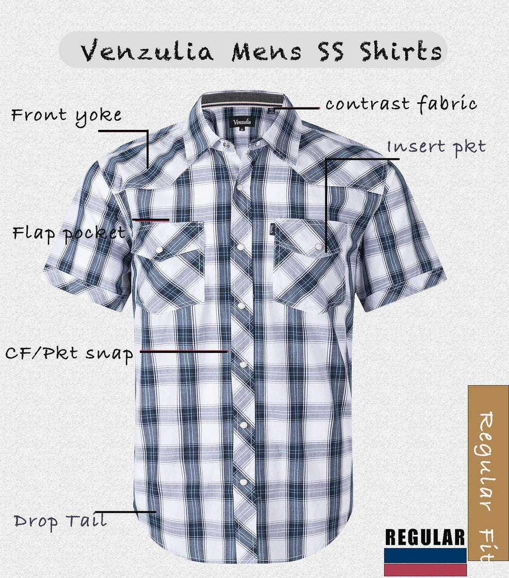 Men's Western Snap Casual Shirt Two Pocket Short Sleeve Shirt