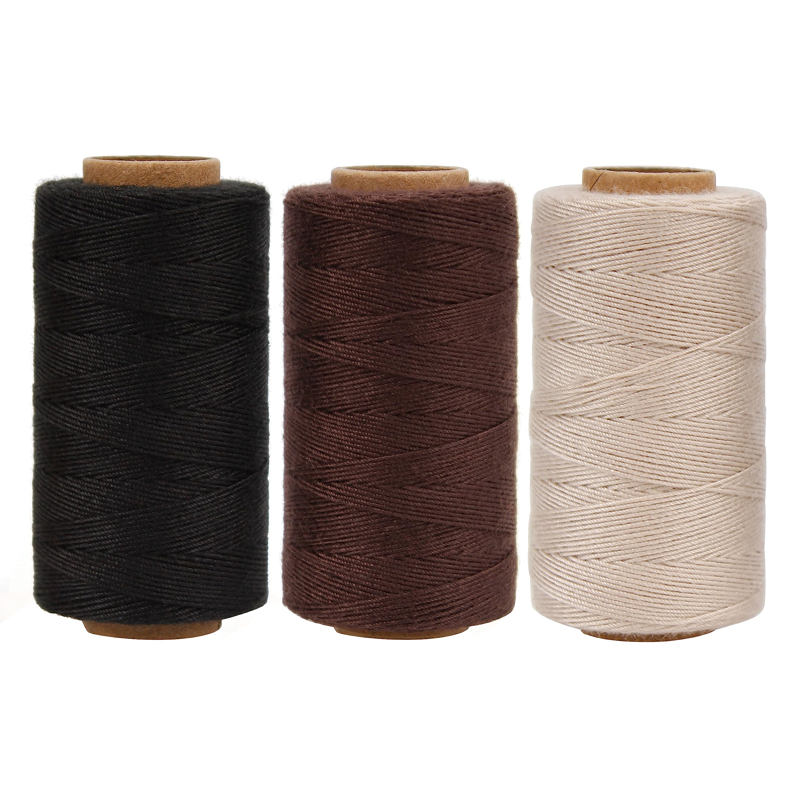 Lusecarl Polyester Thread 110 Yards Each Spool for Hair Extensions 3 Rolls Hair Weave Sewing Threads for Hand Sewing, Hair Extensions, Making Wigs DIY (3 Thread, Black)