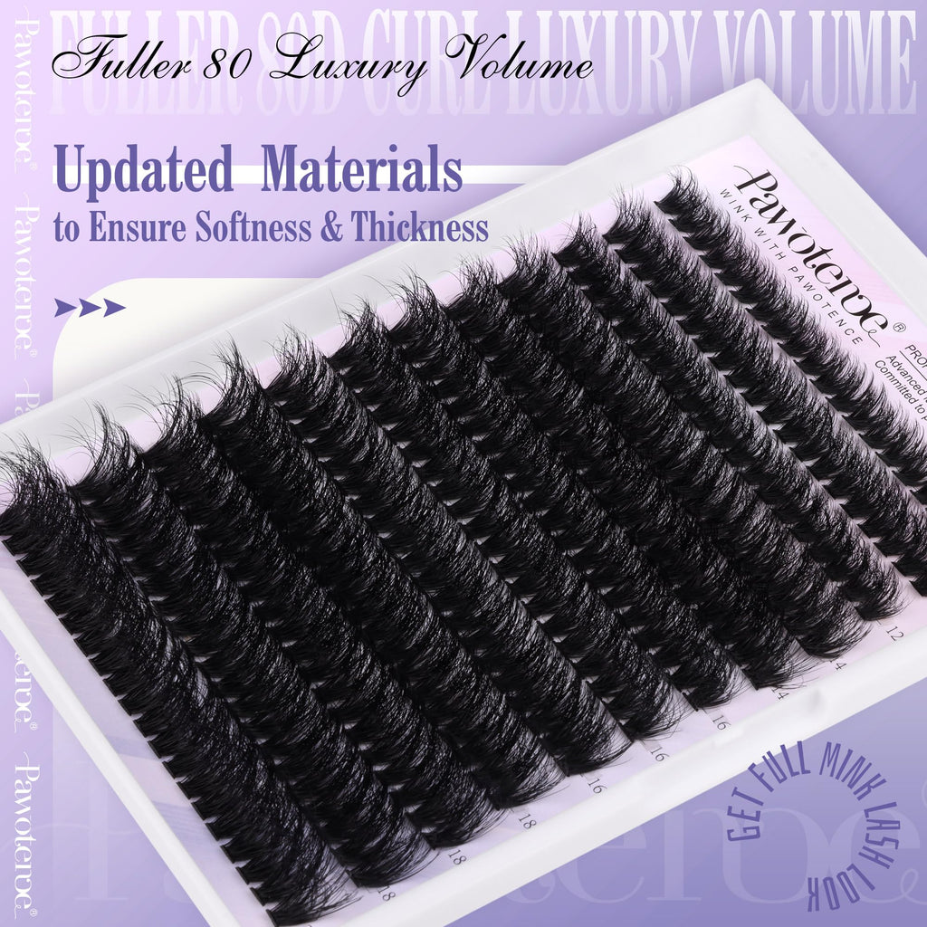 Pawotence Lash Extension Kit DIY 280pcs Individual Lash Clusters Kit 20D&30D Natural 9-15mm Cluster Eyelash Extensions Kit with Lash Bond and Seal, Tweezers for Self Use (20D&30D, 0.07D, 9-15mm, Kit)