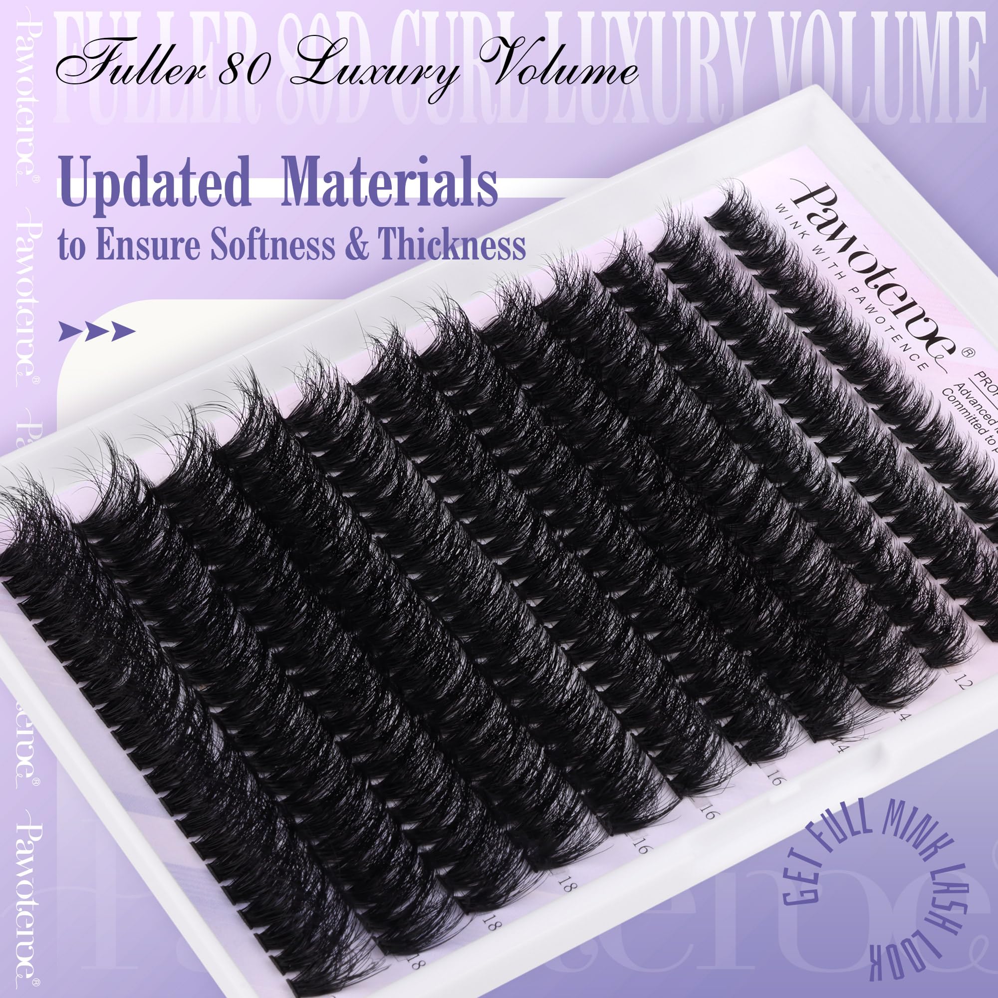 Pawotence Lash Extension Kit DIY 280pcs Individual Lash Clusters Kit 20D&30D Natural 9-15mm Cluster Eyelash Extensions Kit with Lash Bond and Seal, Tweezers for Self Use (20D&30D, 0.07D, 9-15mm, Kit)