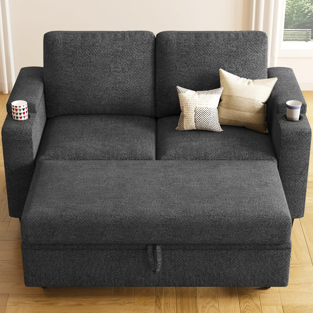 Belffin Modular Sectional Sleeper Sofa Bed with Storage Chaise L Shaped Sectional Couches for Living Room Armrest with Cup Holder. White Couch