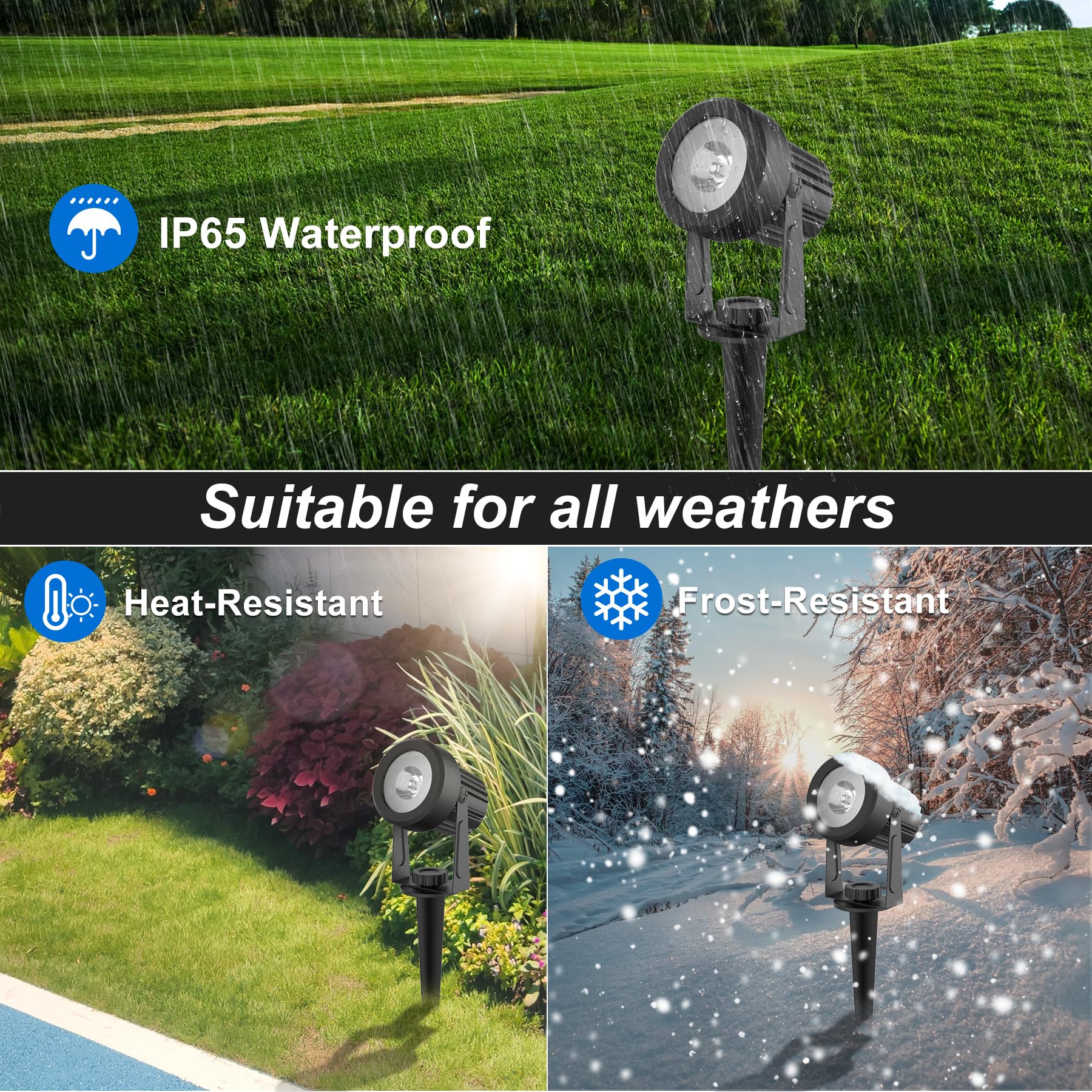 Solar Spot Lights Outdoor, Solar Landscape Spotlights IP65 Waterproof 9.8ft Cable,Auto On/Off Outdoor Wall Lights for Garden Yard Driveway Porch Walkway Pool (3000K Warm White)
