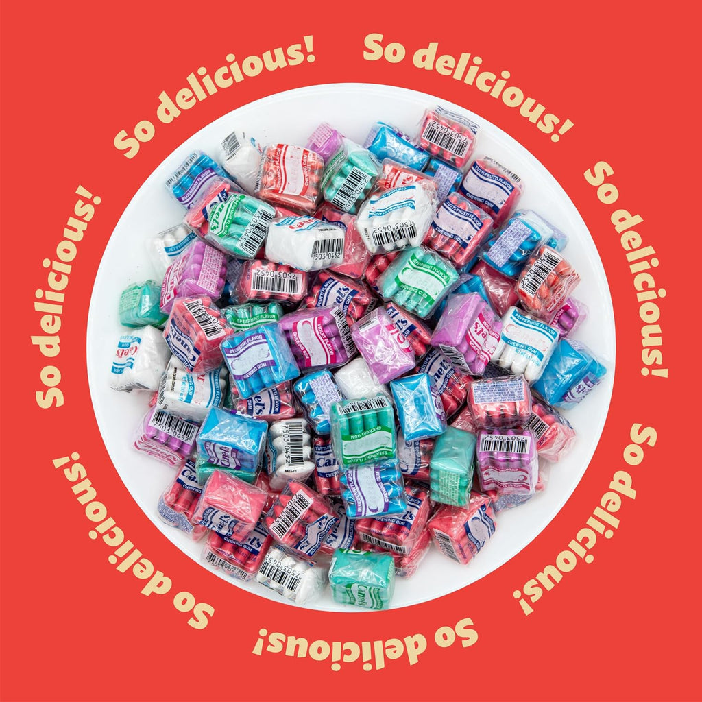 Mexican Chewing Gum | 1.5-Pound Bag | Assorted Flavors | 135 Individually Wrapped Mini Packs | Mint, Cinnamon, Fruit & Floral Flavors | Gum Bulk for Office & Travel