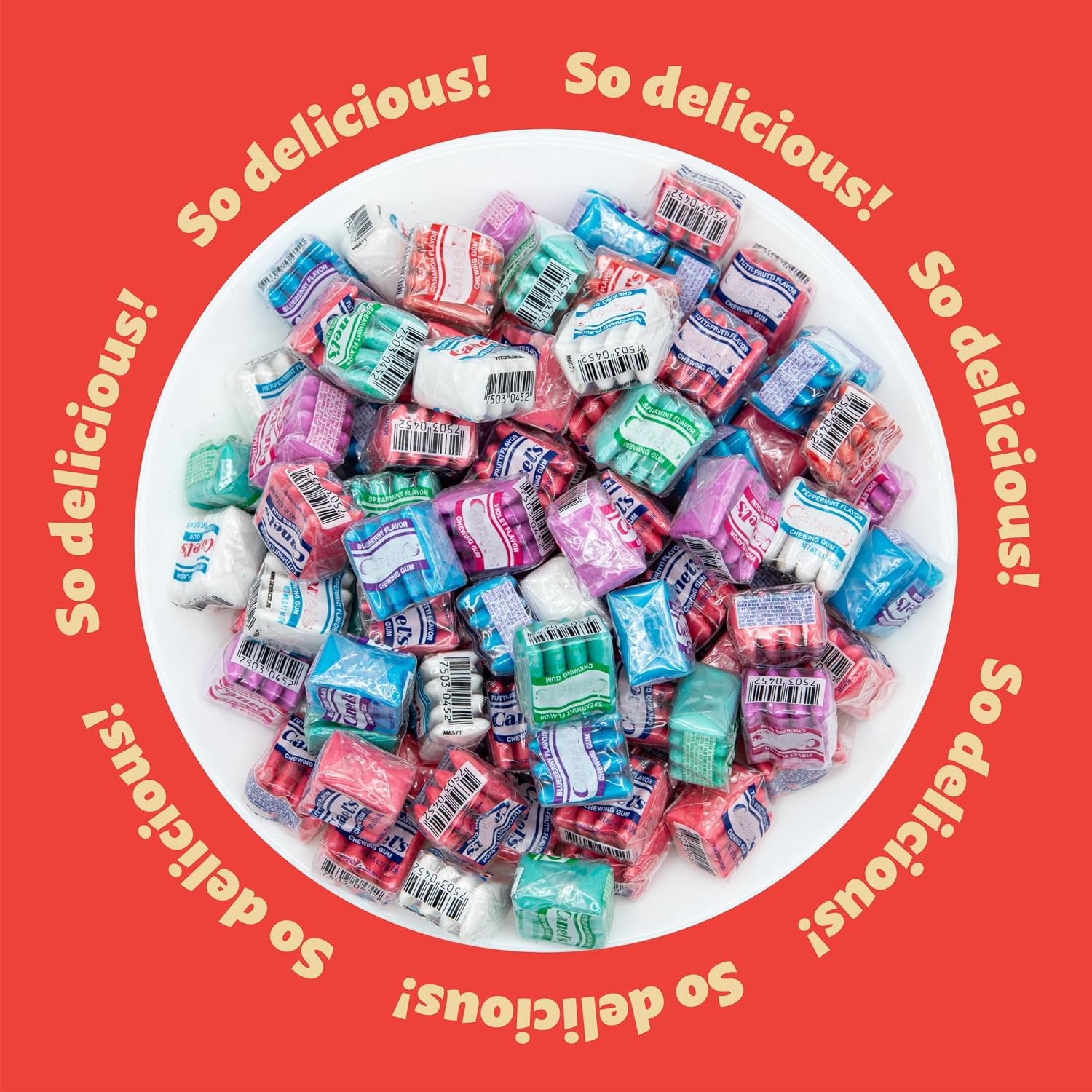 Mexican Chewing Gum | 1.5-Pound Bag | Assorted Flavors | 135 Individually Wrapped Mini Packs | Mint, Cinnamon, Fruit & Floral Flavors | Gum Bulk for Office & Travel