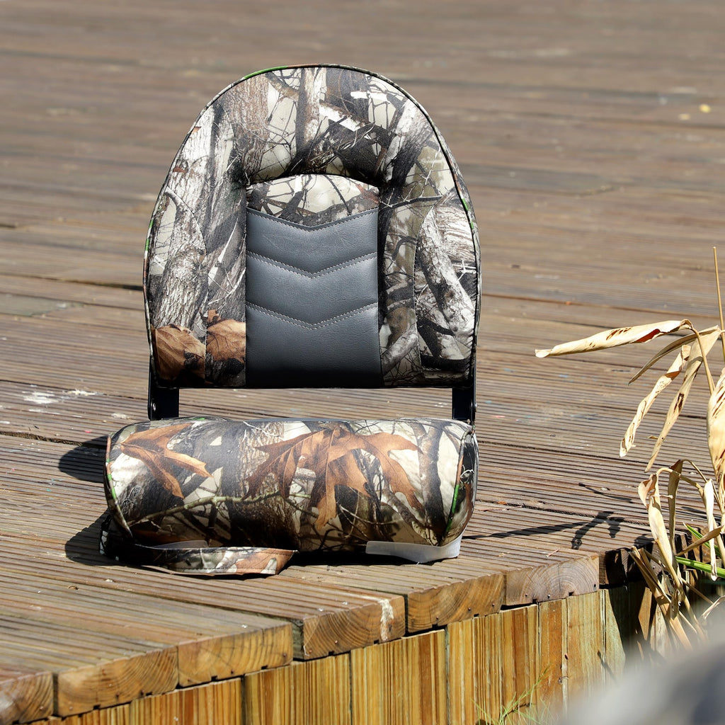 NORTHCAPTAIN Marine Boat Chair 2 Pack,Camo High Back Folding Fishing Boat Seat for Fishing, Bass/Jon/Pontoon Boats, 4 Mounting Screws Included