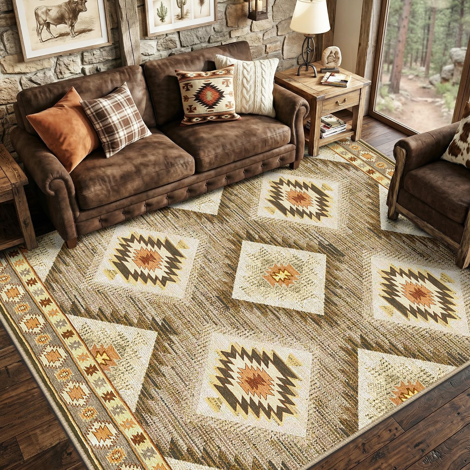 BESTSWEETIE Area Rug 2x3 Rug Machine Washable Non-Slip Low Pile Print Pattern Western Rug for Living Room Bedroom Entryway Tribal Series-Abstract/Cowhide