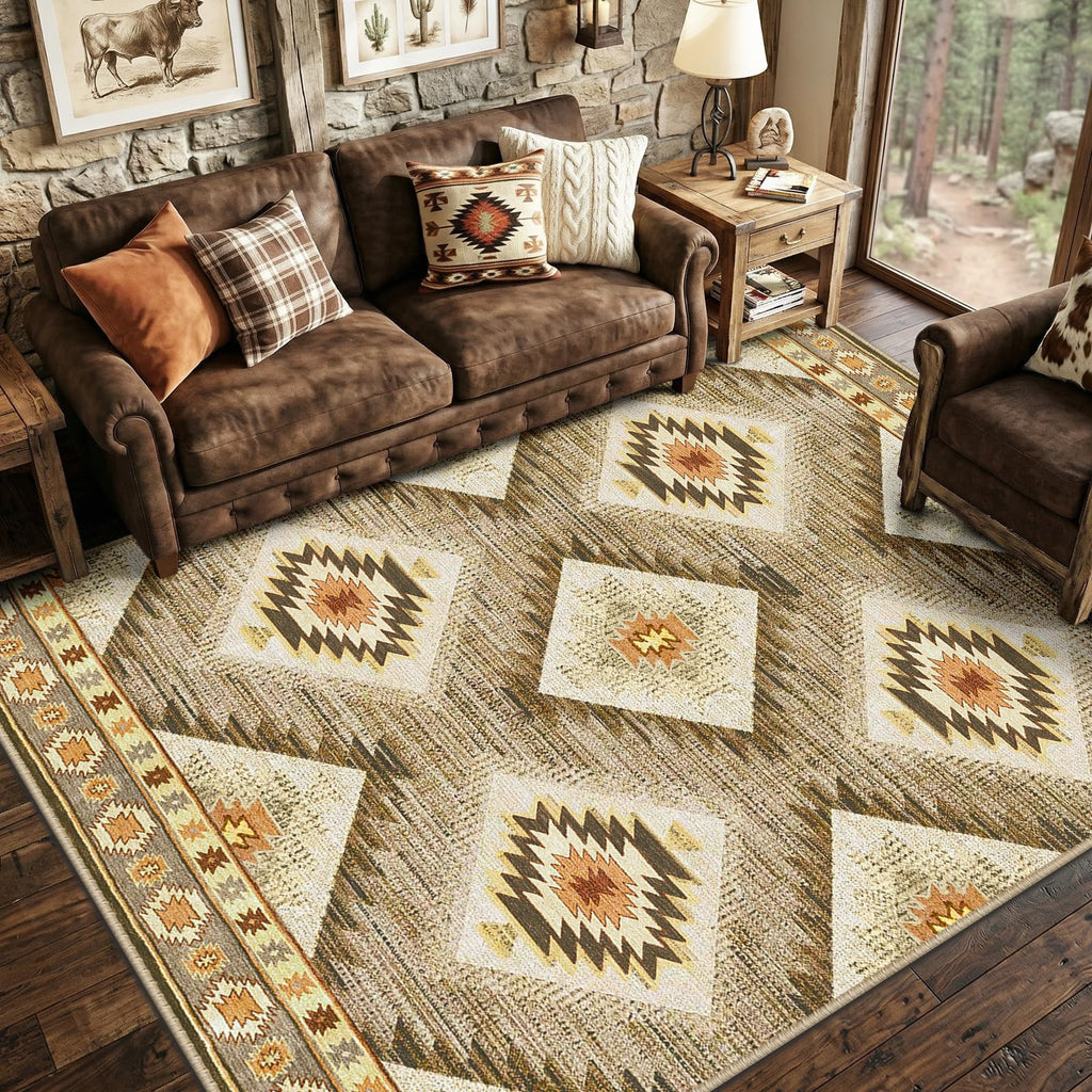 BESTSWEETIE Area Rug 2x3 Rug Machine Washable Non-Slip Low Pile Print Pattern Western Rug for Living Room Bedroom Entryway Tribal Series-Abstract/Cowhide