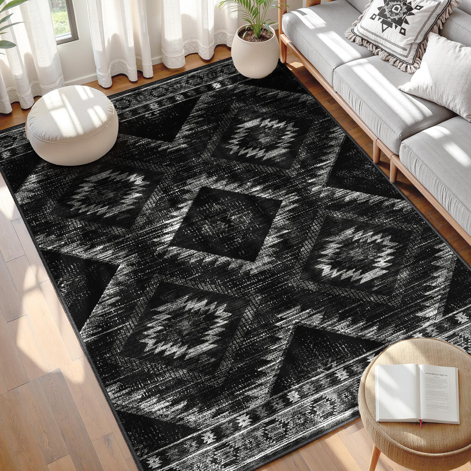 BESTSWEETIE Area Rug 2x3 Rug Machine Washable Non-Slip Low Pile Print Pattern Western Rug for Living Room Bedroom Entryway Tribal Series-Abstract/Cowhide