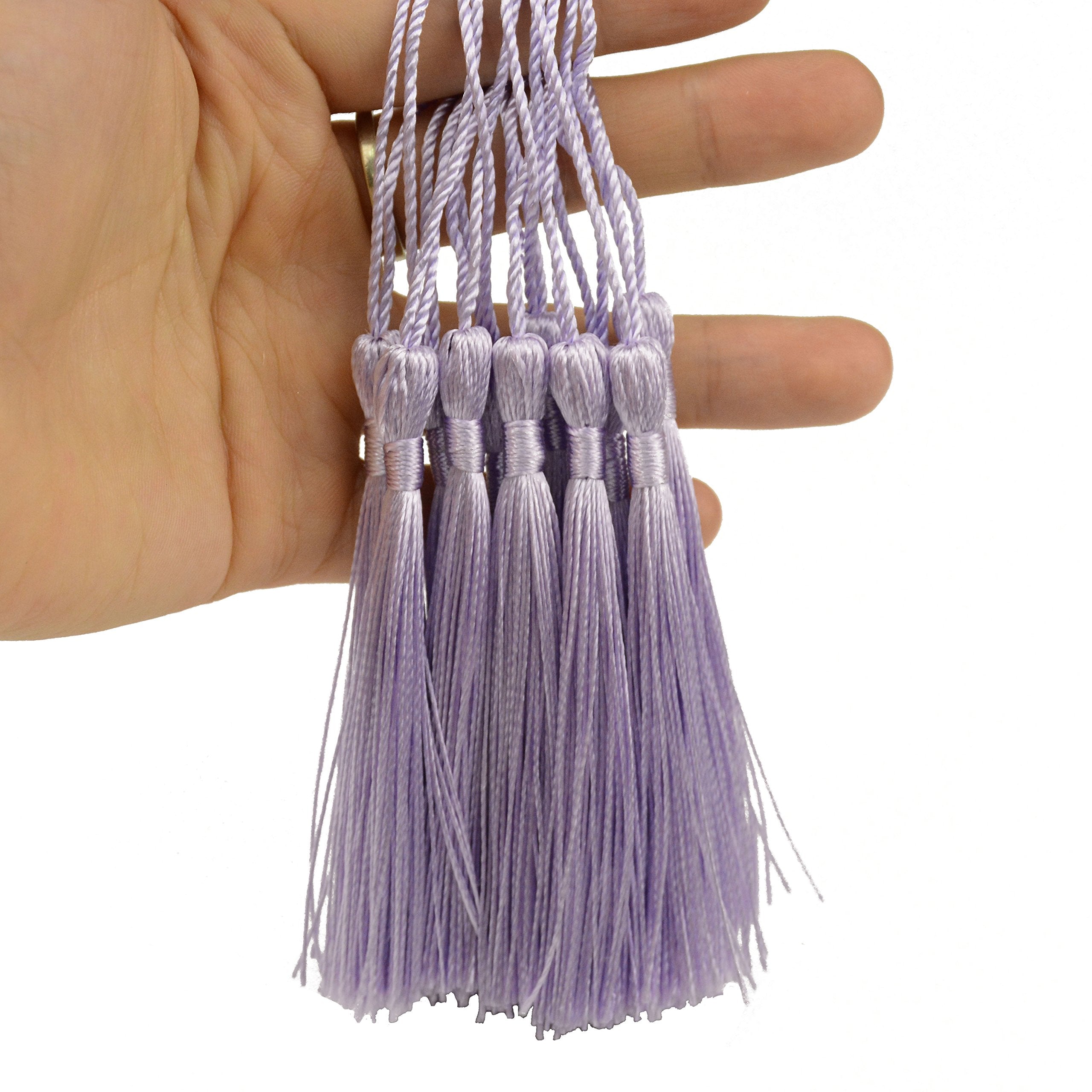 Makhry 100pcs 13cm/5 Inch Silky Floss Bookmark Tassels with 2-Inch Cord Loop and Small Chinese Knot for Jewelry Making, Souvenir, Bookmarks, DIY Craft Accessory (Dark Grey)