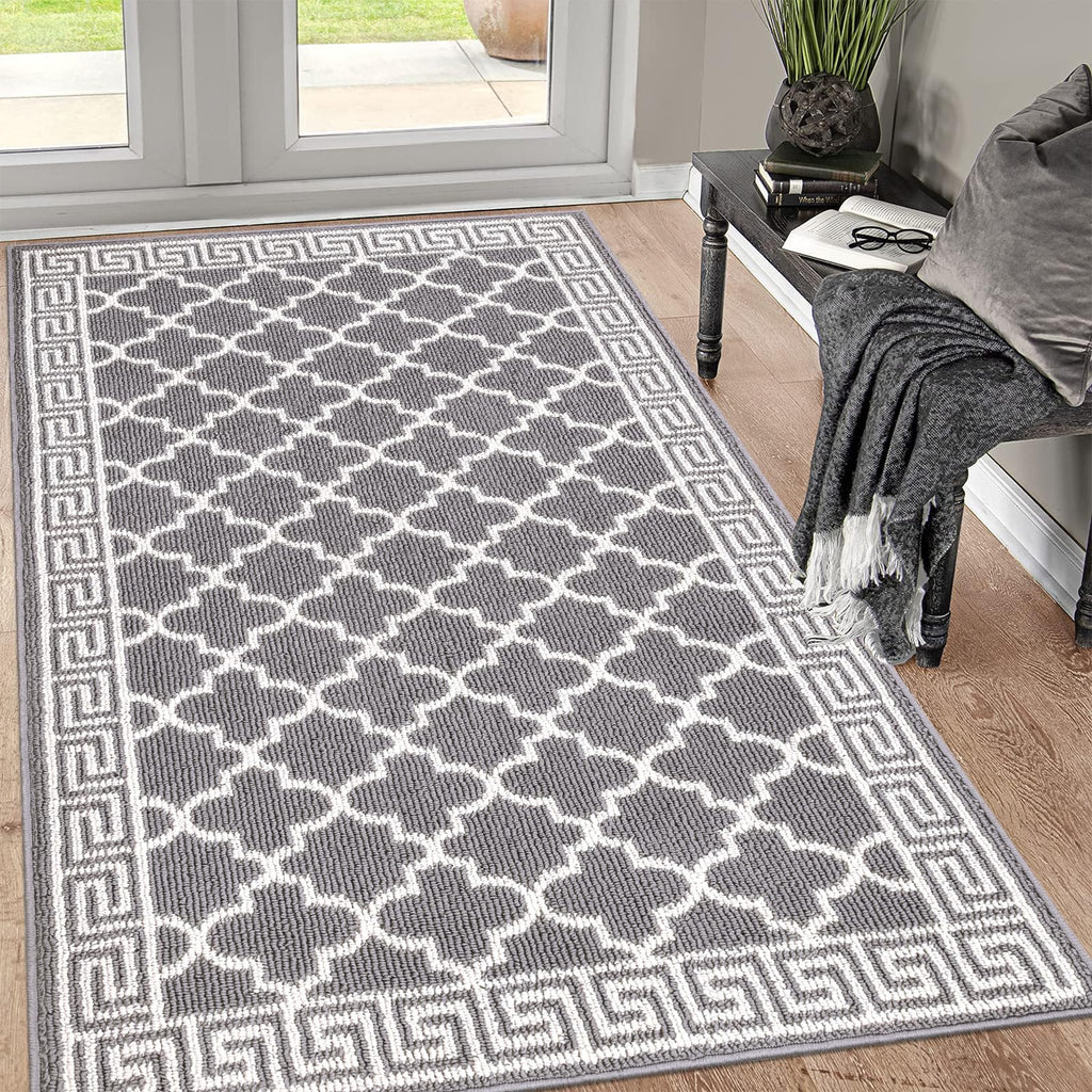 Pauwer Door Mat Indoor Entrance 20"x60" Absorbent Dirt Trapper Welcome Mats for Front Door Washable Entryway Rugs Ultra Thin Doormat Non Slip Runner Rugs for Hallway Kitchen Laundry Room, Beige