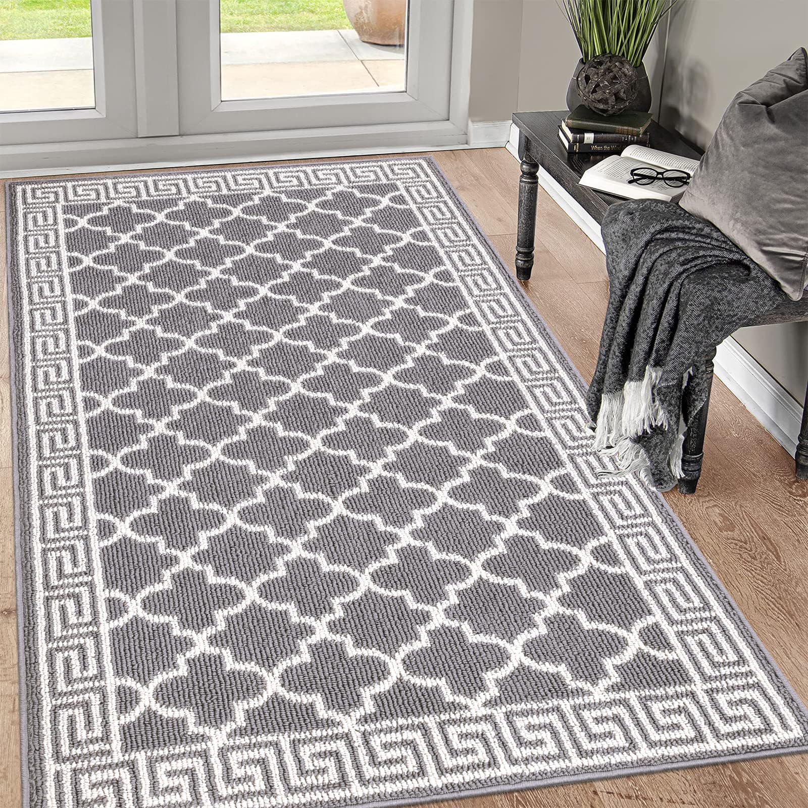 Pauwer Door Mat Indoor Entrance 20"x60" Absorbent Dirt Trapper Welcome Mats for Front Door Washable Entryway Rugs Ultra Thin Doormat Non Slip Runner Rugs for Hallway Kitchen Laundry Room, Beige