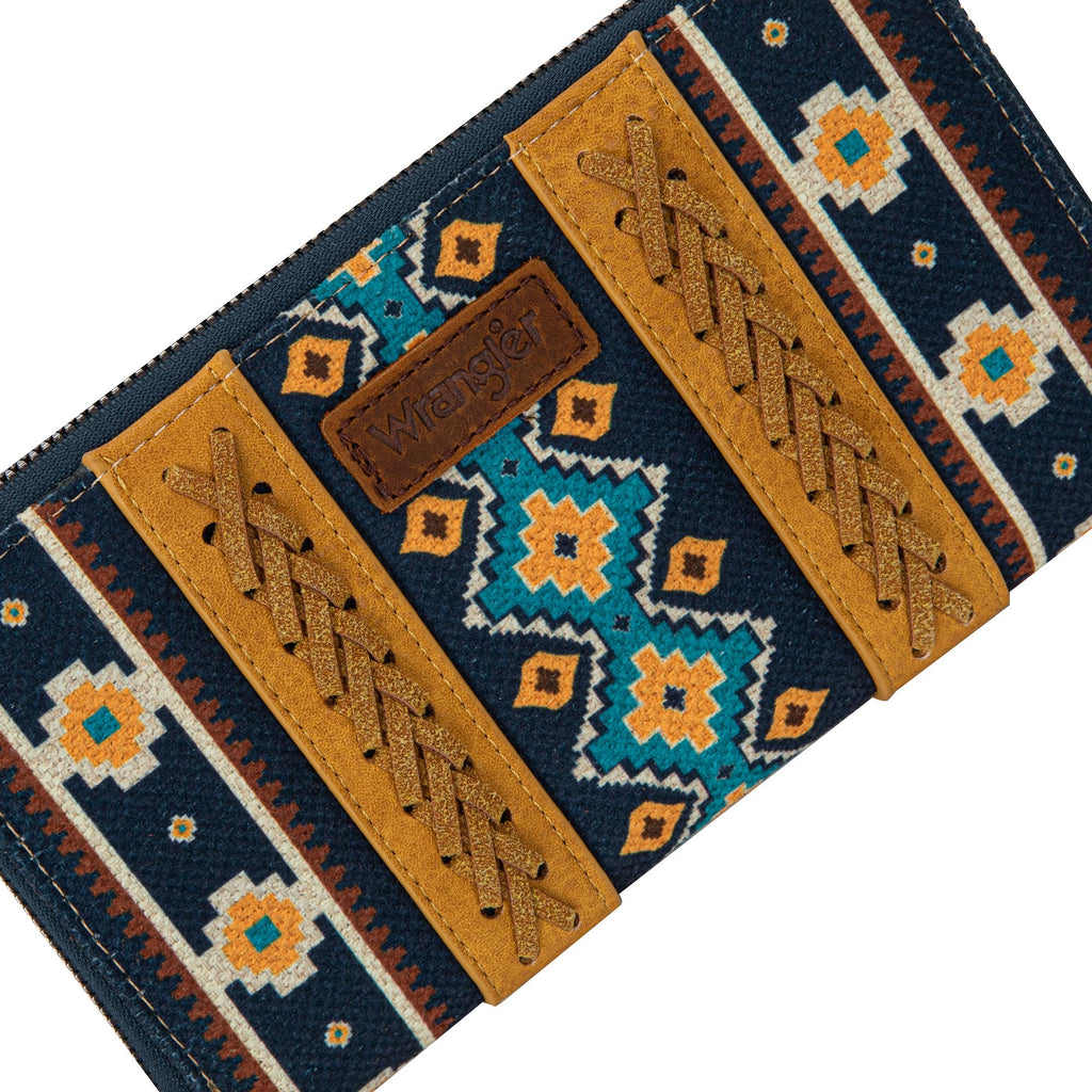 Wrangler Wallet Purse for Women Western Aztec Clutch Wristlet Wallet with Credit Card Holder