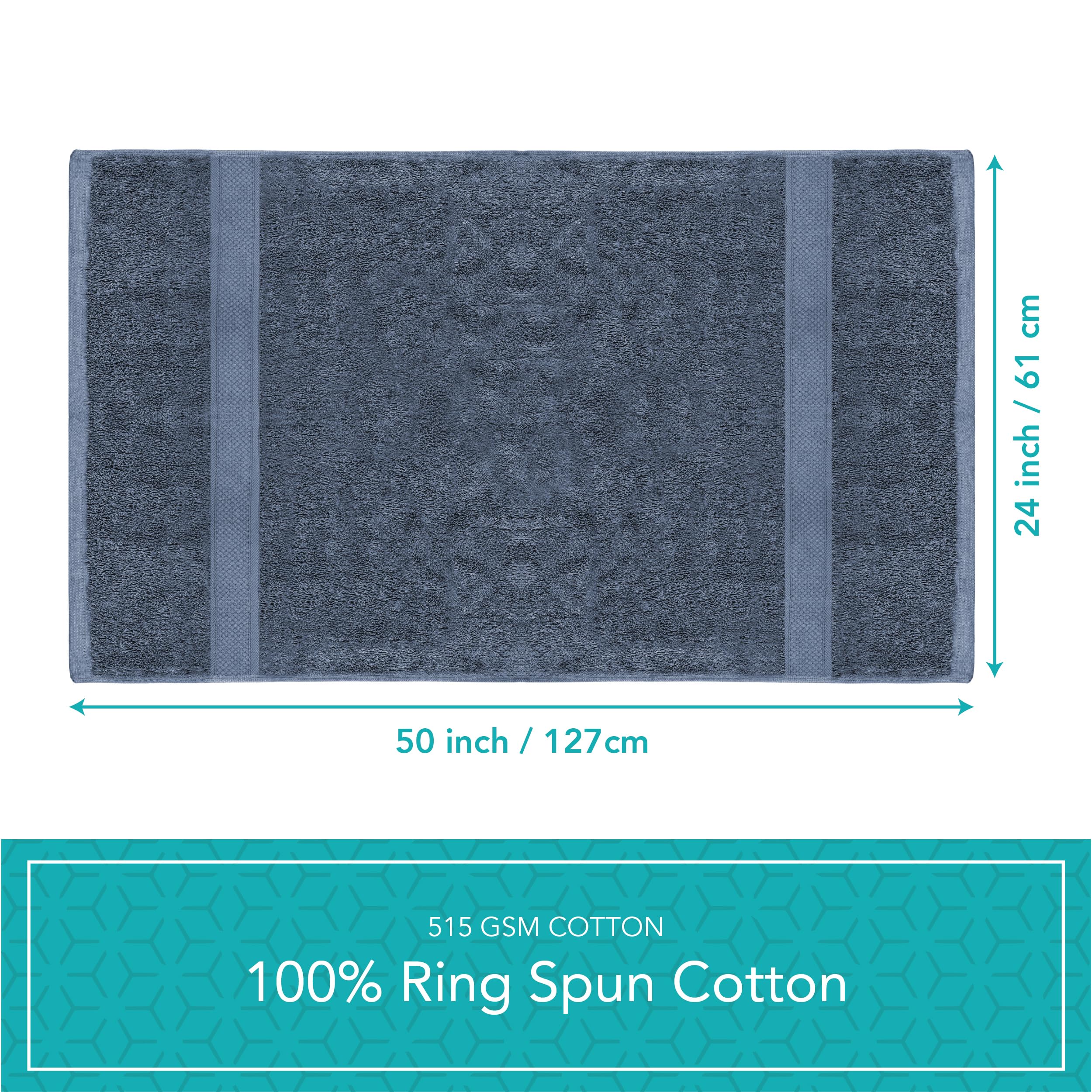 Pleasant Home Bath Towels Set of 6 (24” x 50”) 100% Cotton, 515 GSM | Lightweight, Soft & Highly Absorbent Luxury Towels for Bathroom | for Gym, Pool & Spa | 6 Pack, Gray