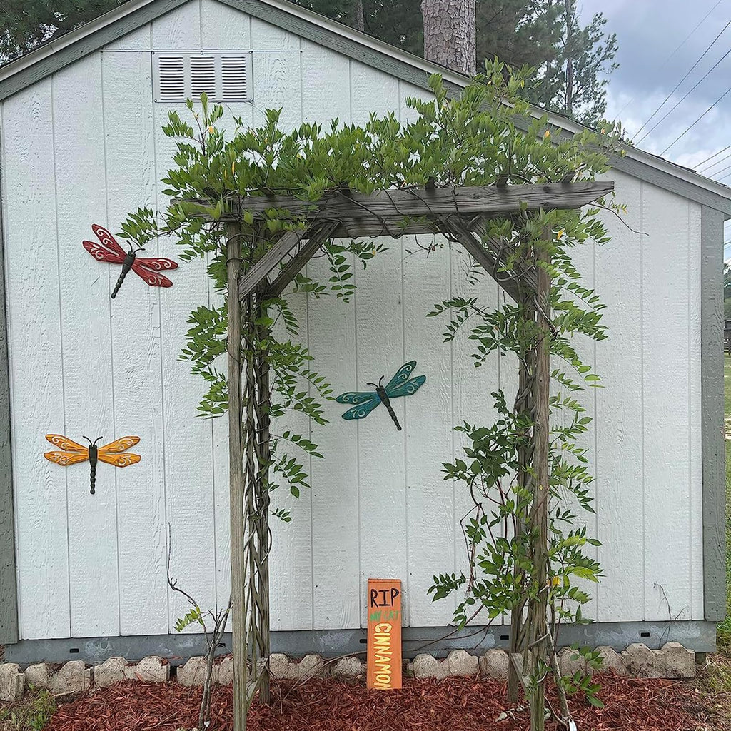 Metal Dragonfly Outdoor Wall Decor,Patio Fenxce Wall Art,Hanging Decorations for Living Room,Bedroom,3 Pack