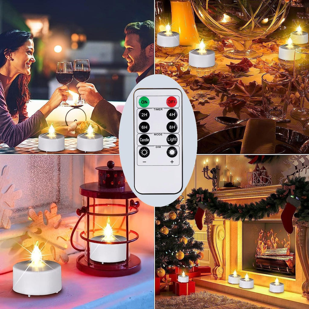 Tea Light Candles with Remote Control,Flickering Flameless LED Candle,Long Lasting 400+Hours,Battery Operated with Timer for Home Decoration Seasonal &Festival Celebration Warmyellow (5pcs)