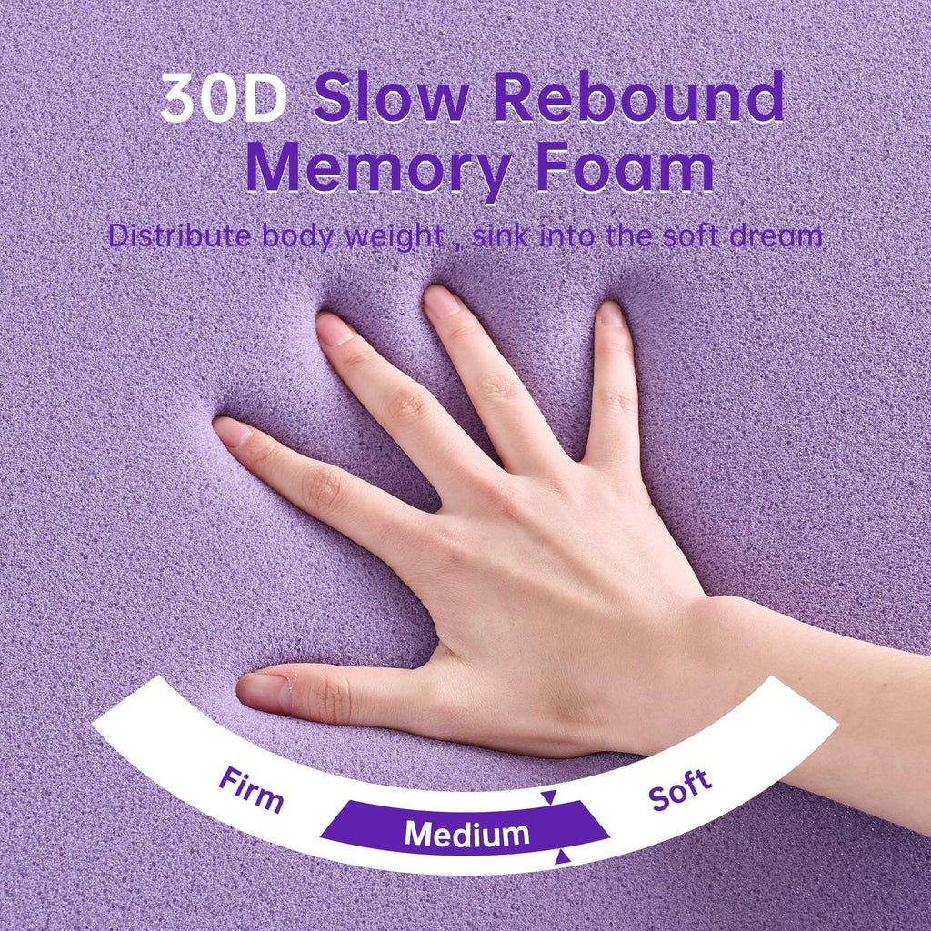 MUXHOMO 2 Inch 7-Zone Twin Mattress Topper, Egg Crate Memory Foam Mattress Topper Twin Size for Back Pain, Lavender Cooling Gel Infused Bed Pad, CertiPUR-US and Oeko-TEX Certification (38"×75")