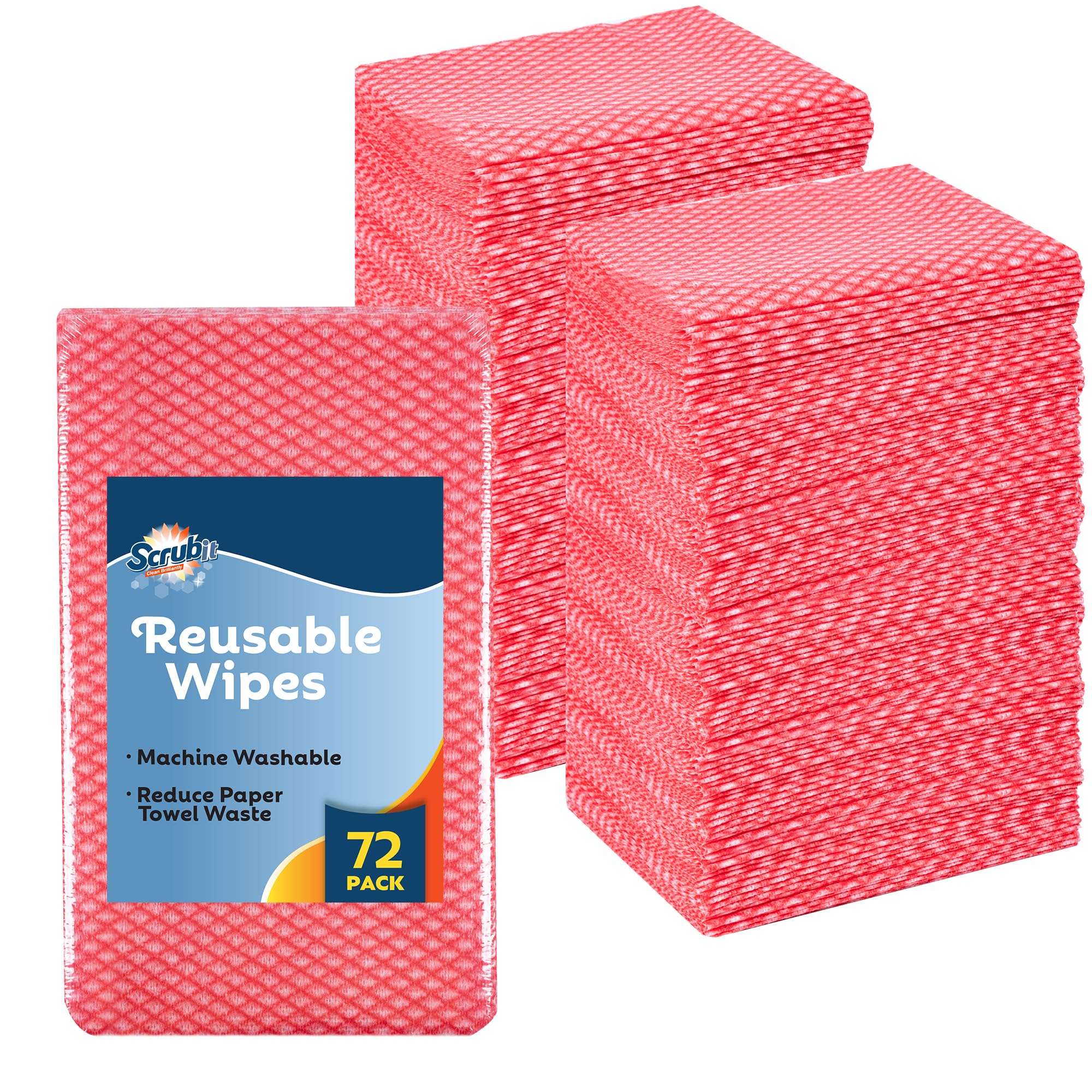 SCRUBIT Reusable Cleaning Wipes, Handy Wipes for Kitchen and Office - Dish Cloths for Washing Dishes - Multi Purpose Disposable Cleaning Towels (12 x 20 in) 72 Pack (Blue)