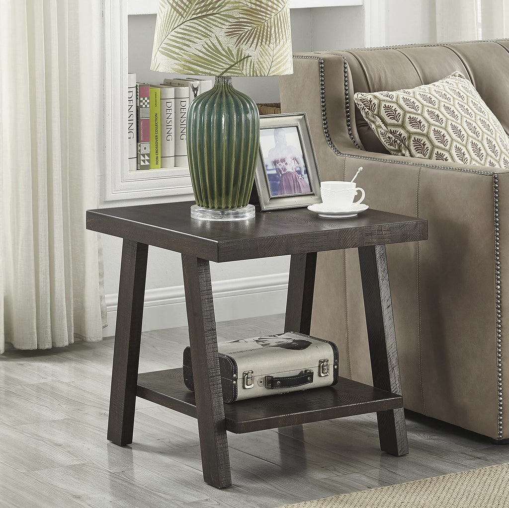 Roundhill Furniture Athens Contemporary Replicated Wood Shelf End Table in Black Finish