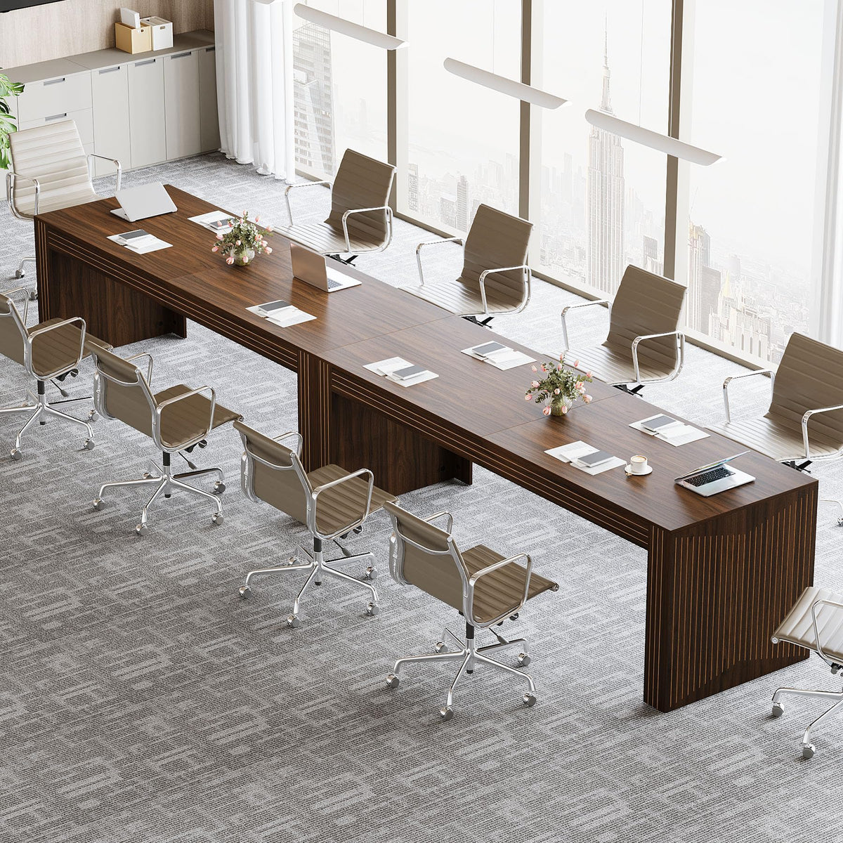 Tribesigns 79-Inch Extra Long Desk, Two Person Double Desk for Home Office, Wooden Long Computer Desk Writing Table for Office, Coffee Brown