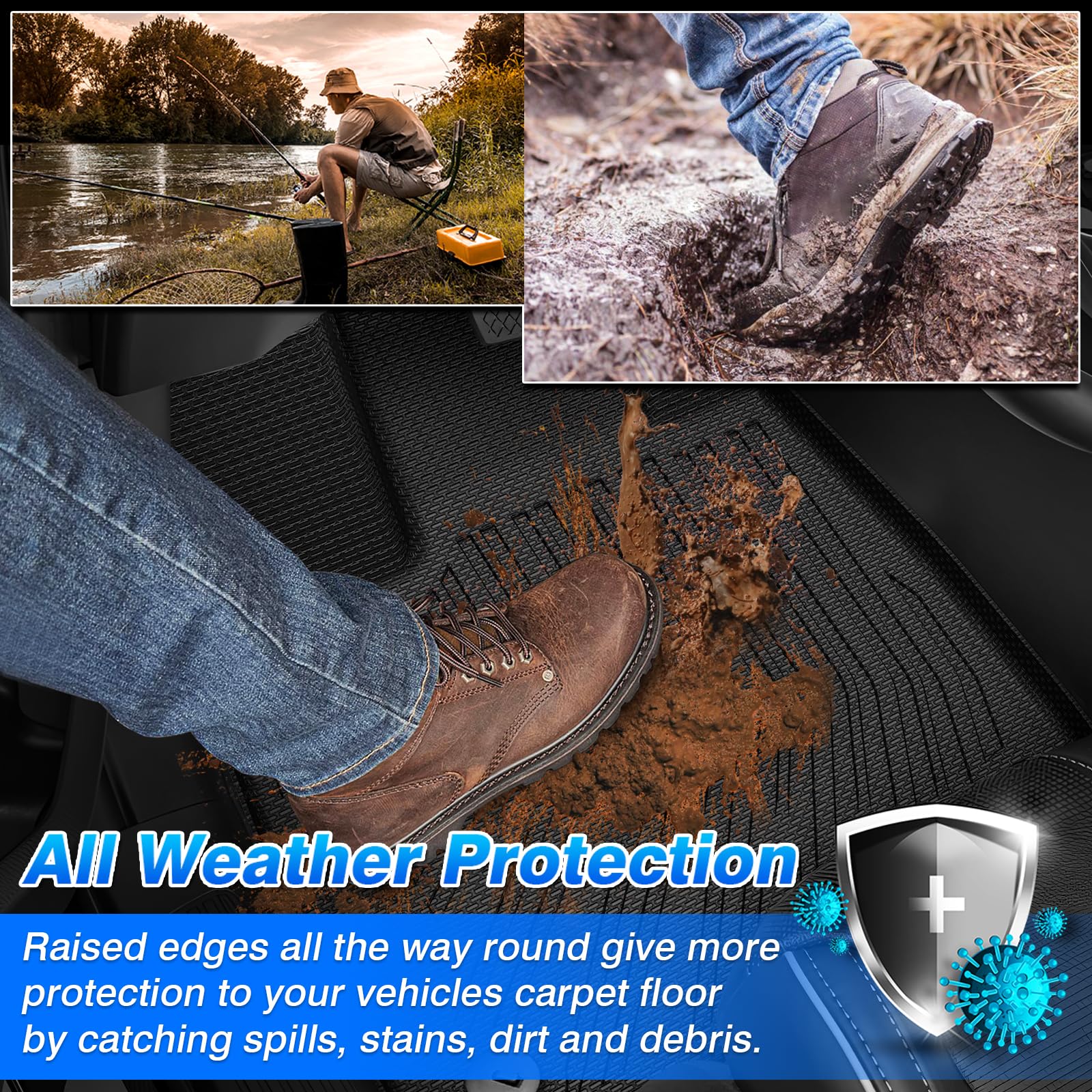 Cartist Floor Mats Compatible with Kia EV6 2022 2023 2024 2025 2026 Accessories All Weather Floor Liner Front & Rear 2 Rows Car Carpet Protection TPE Odorless