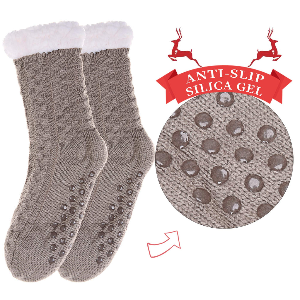 SDBING Women's Winter Super Soft Warm Cozy Fleece Lined Fuzzy Slipper Socks with Grippers