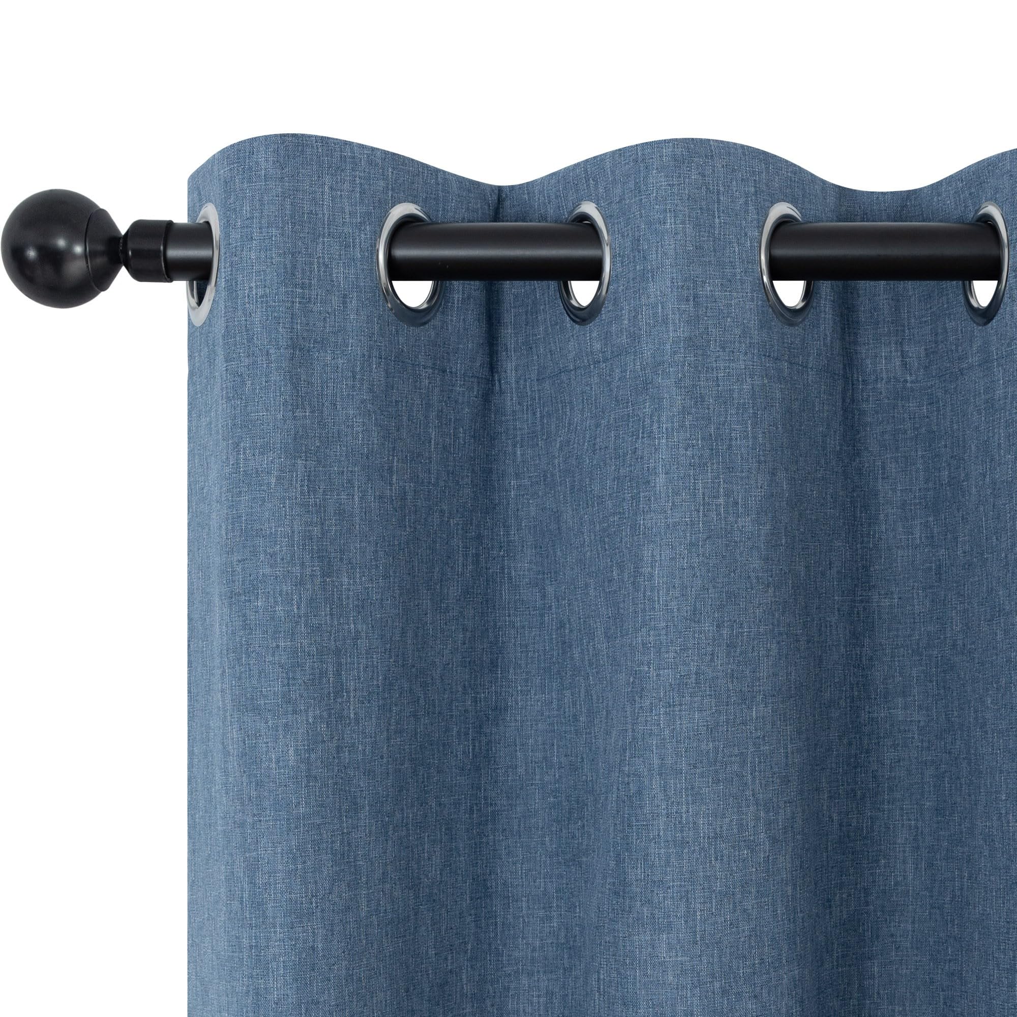 Short Small Linen Blackout Curtains 54 Inch Length 2 Panels Set for Bedroom Living Room Grommet 100% Black Out Linen Drapes Room Darkening Window Curtains 54 Inches Long Dark Gray