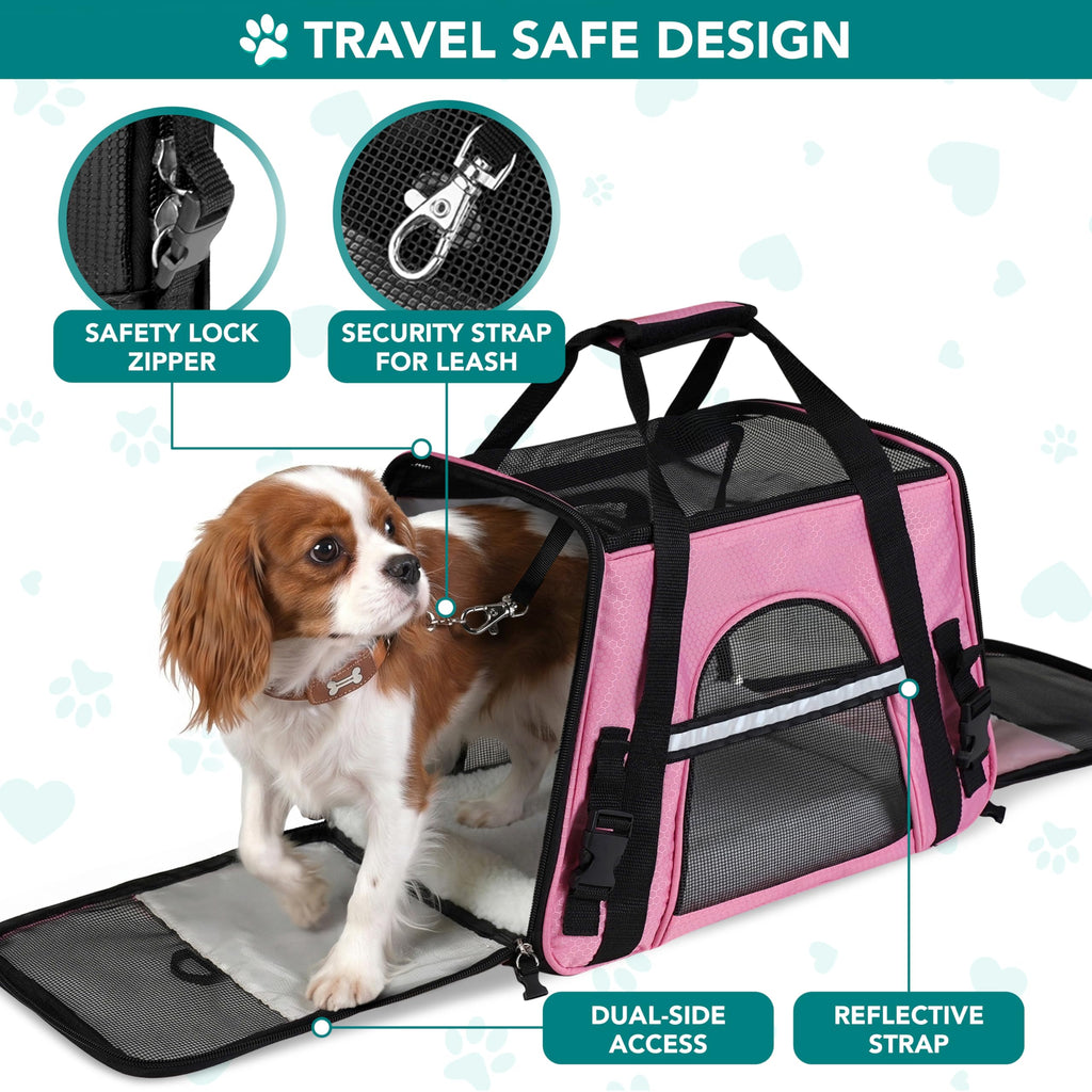 PetAmi Airline Approved Pet Carrier for Cats & Small Dogs, Soft Sided TSA Travel Carrier Bag with Sherpa Bed, Breathable Mesh Ventilation, Collapsible Bowl, Fits Under Seat, Up to 18 lbs, Small Black