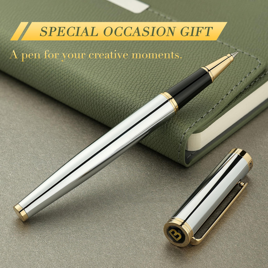 BEILUNER Luxury Rollerball Pen,24K Gold Trim,Noble and Elegant Designs,Schneider Ink Refill, Best Roller Ball Pen Gift Set for Men & Women, Professional, Executive Office, Nice Pens