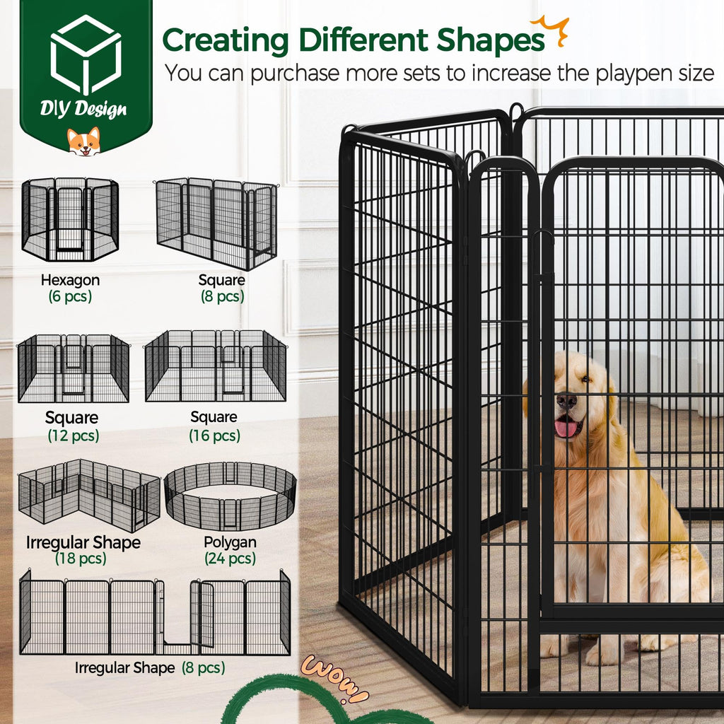 Yaheetech Dog Playpen, 24 inch 2 Panels Dog Pen for Indoor Heavy Duty Puppy Exercise Pen Metal Pet Fence for RV Camping/Yard/Garden