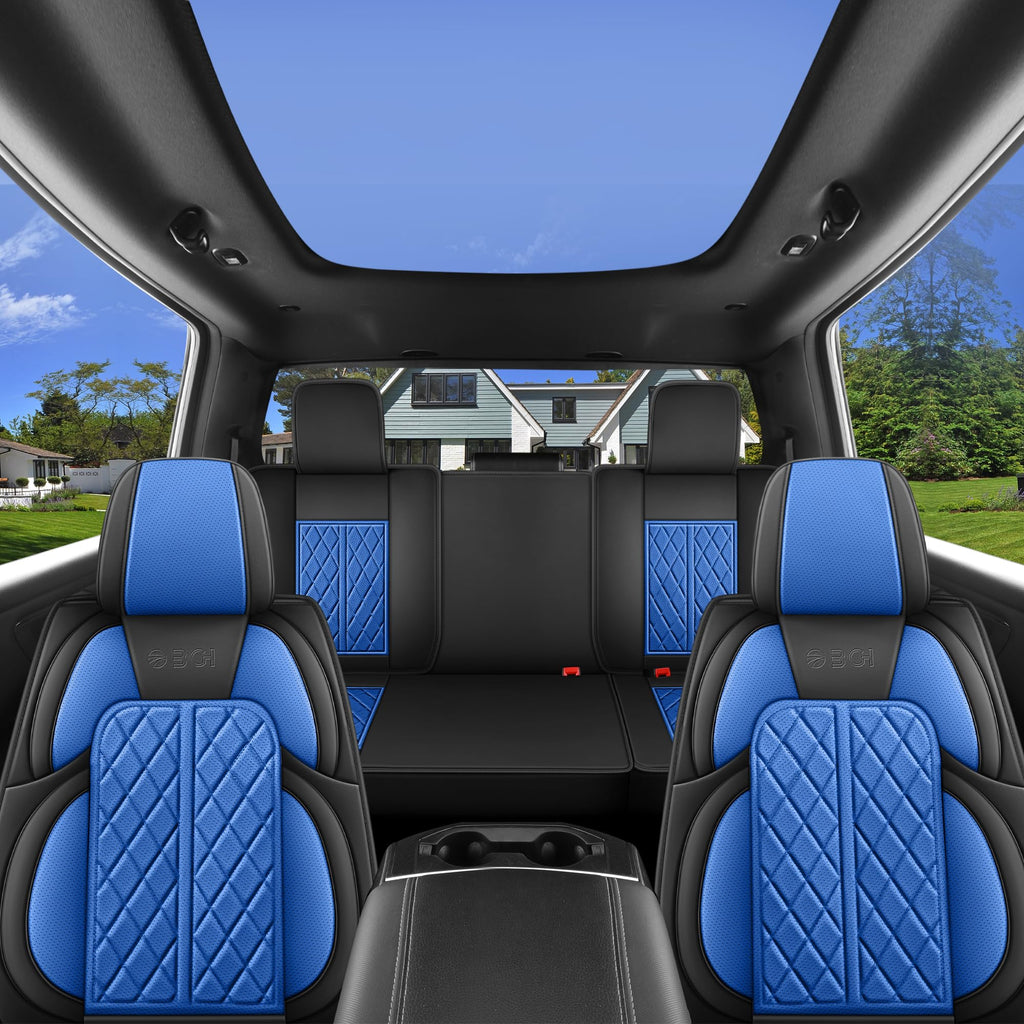 Car Seat Cover Custom Fit for Ford F150 2009-2026 Faux Leather Seat Cover Set Compatible with Regular Cab Super Cab Super Crew Pickup Truck Cushions (Black, Front Seat)