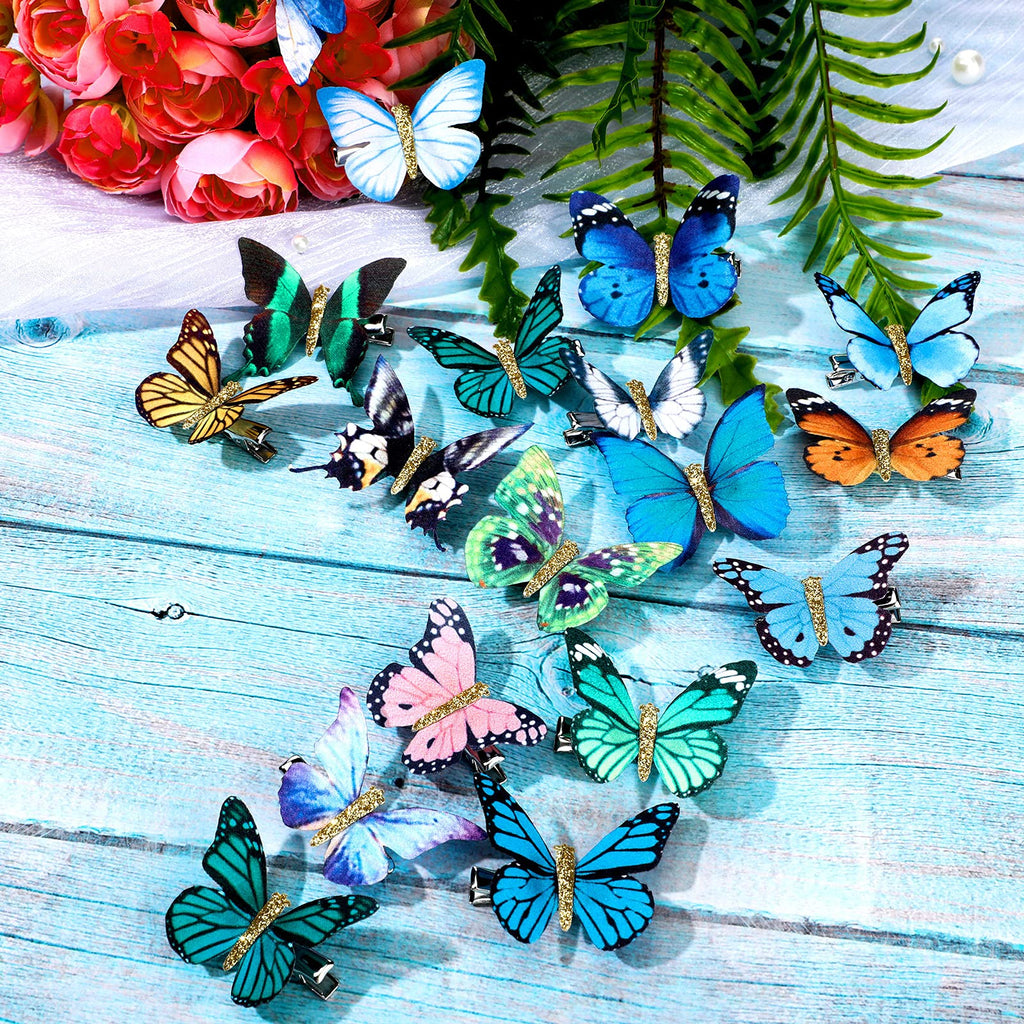 Boao 18 Pieces Glitter Butterfly Hair Clips for Girls Teens Women Hair Accessories (Bright Style)