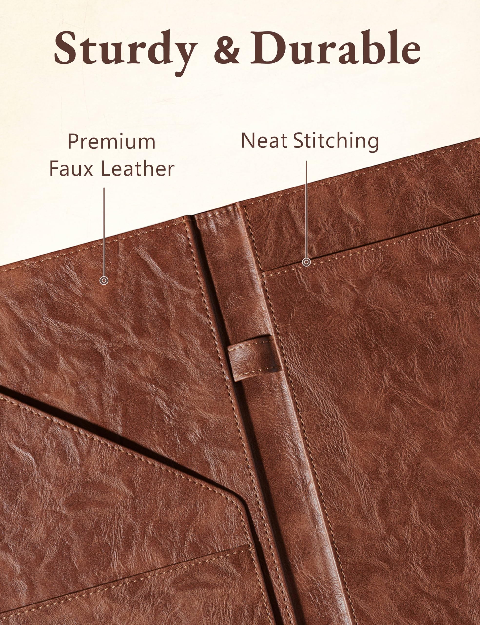 Padfolio Portfolio Resume Folder with Pocket, Premium Faux Leather Interview Writing Legal Pads Document Organizer Portfolio with Business Card Holder (Black)