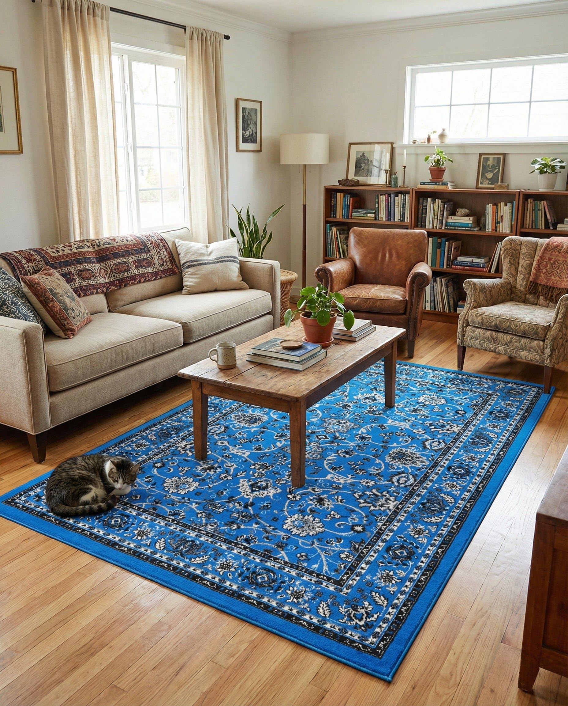 Rugs.com - Yasmin Rug – 2' x 3' 1 Black Easy-Clean Rug – Traditional Floral Accent for Entryway, Kitchen, and Bathroom