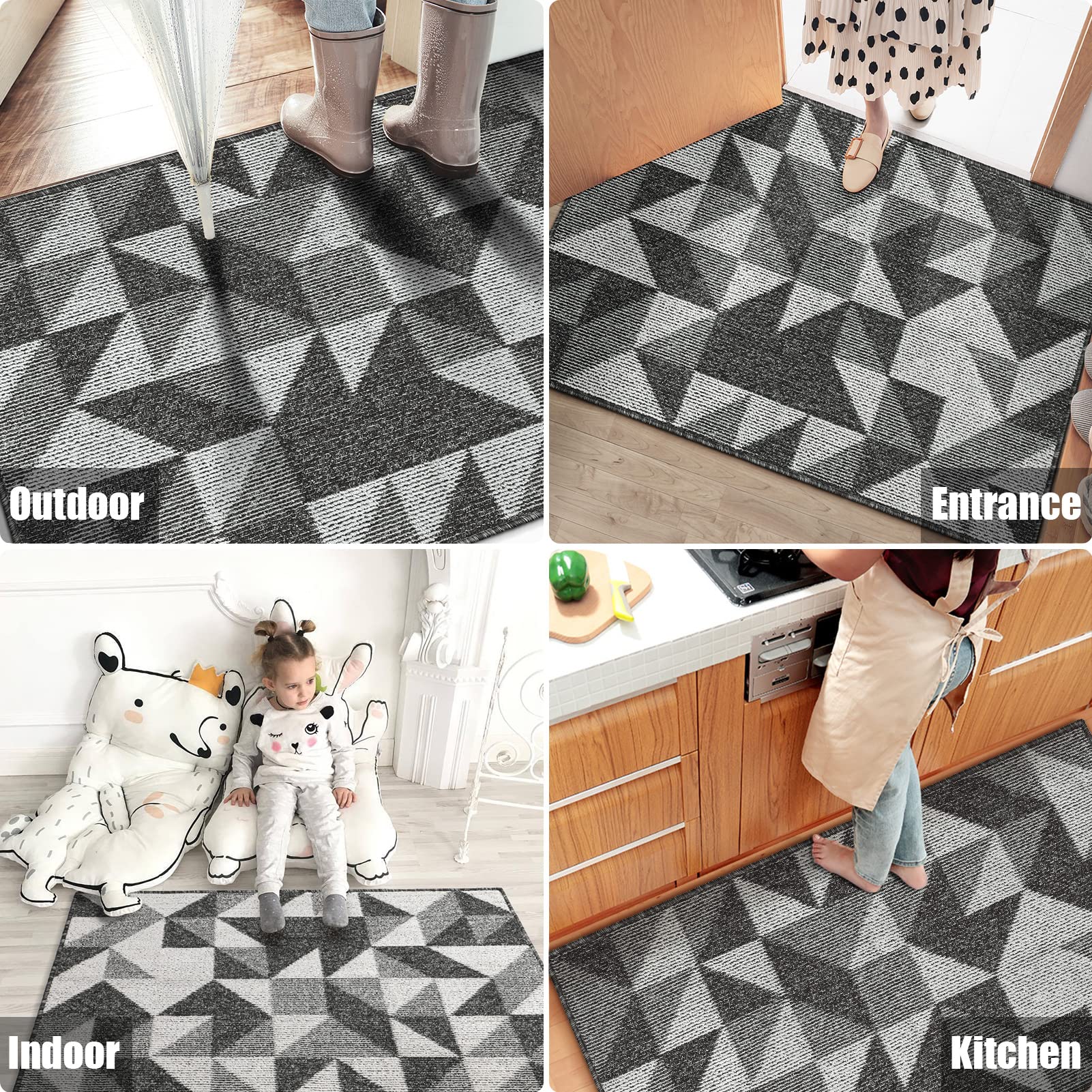 Indoor Doormat 24"x 36", Absorbent Front Back Door Mat Floor Mats, Rubber Backing Non Slip Door Mats Inside Mud Dirt Trapper Entrance Door Rug Carpet, Machine Washable Low Profile-Brown Time Cloister