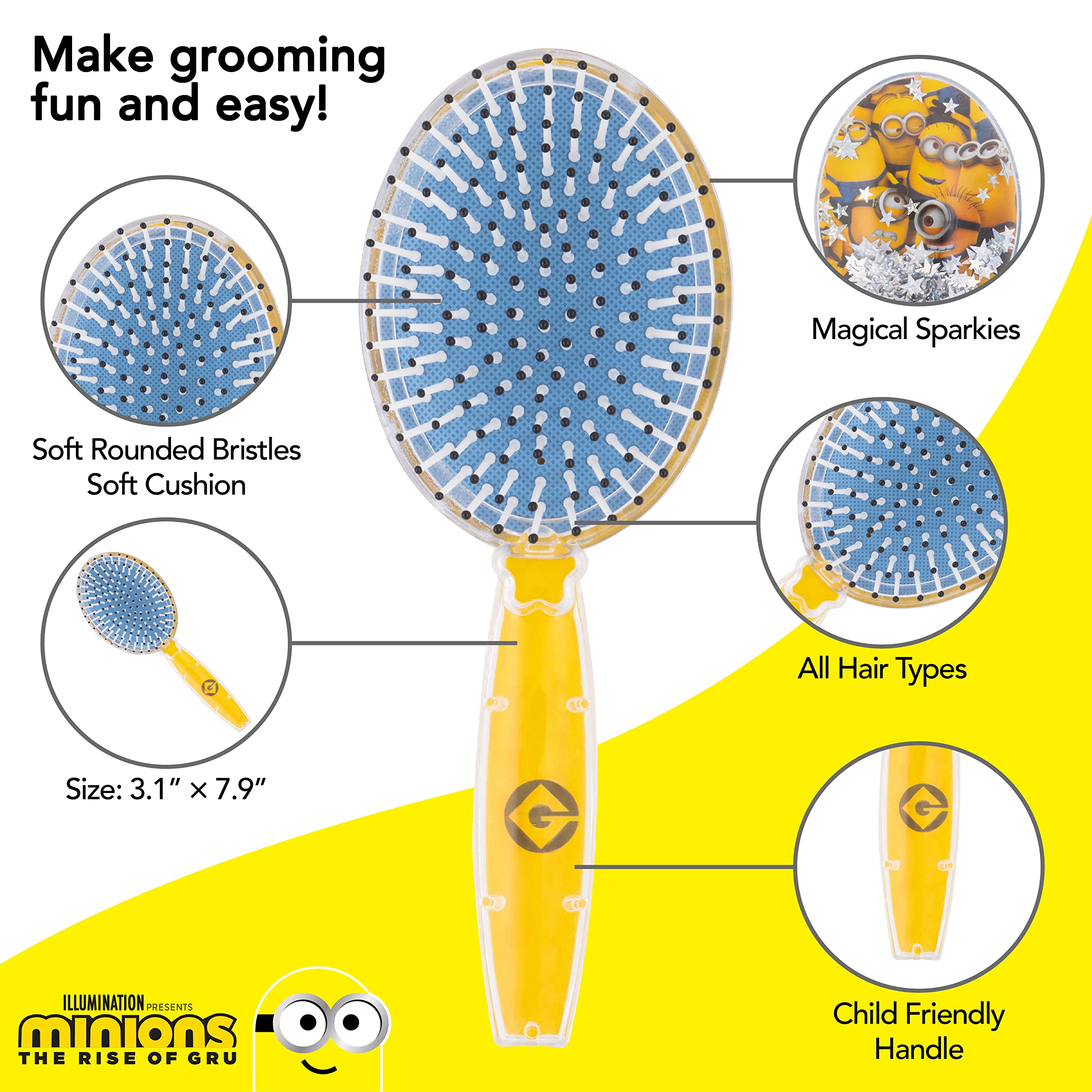 CoComelon Hair Brush with Magical Sparkling Stars Confetti HairBrush, Green - Kids Hair Brush Ages 3+
