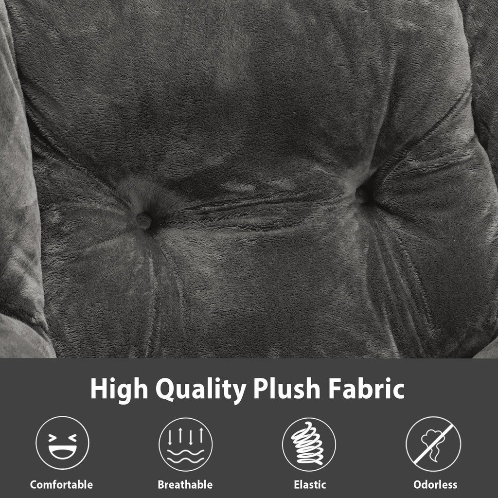 Youtanic Lazy Chair with Folding Ottoman, Accent Chair Velvet Upholstered with Metal Structure and Non-Slip Pads, Sofa Armchair with Footrest and Side Storage Bag for Dorm, Room, Office, Beige