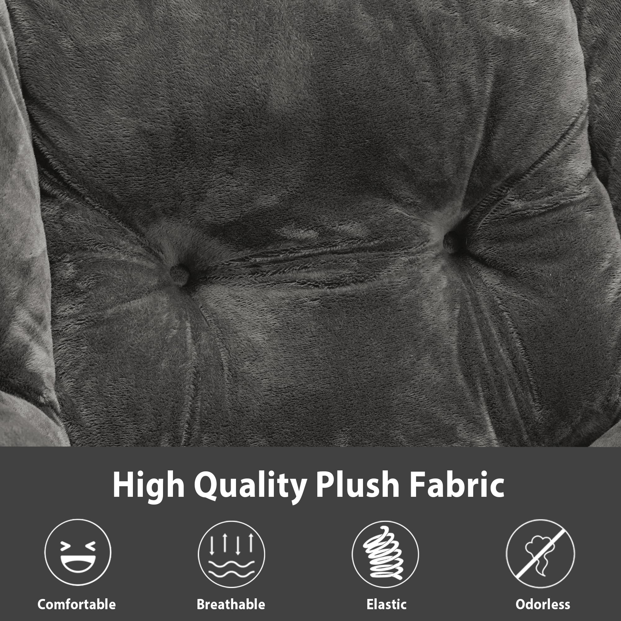 Youtanic Lazy Chair with Folding Ottoman, Accent Chair Velvet Upholstered with Metal Structure and Non-Slip Pads, Sofa Armchair with Footrest and Side Storage Bag for Dorm, Room, Office, Beige