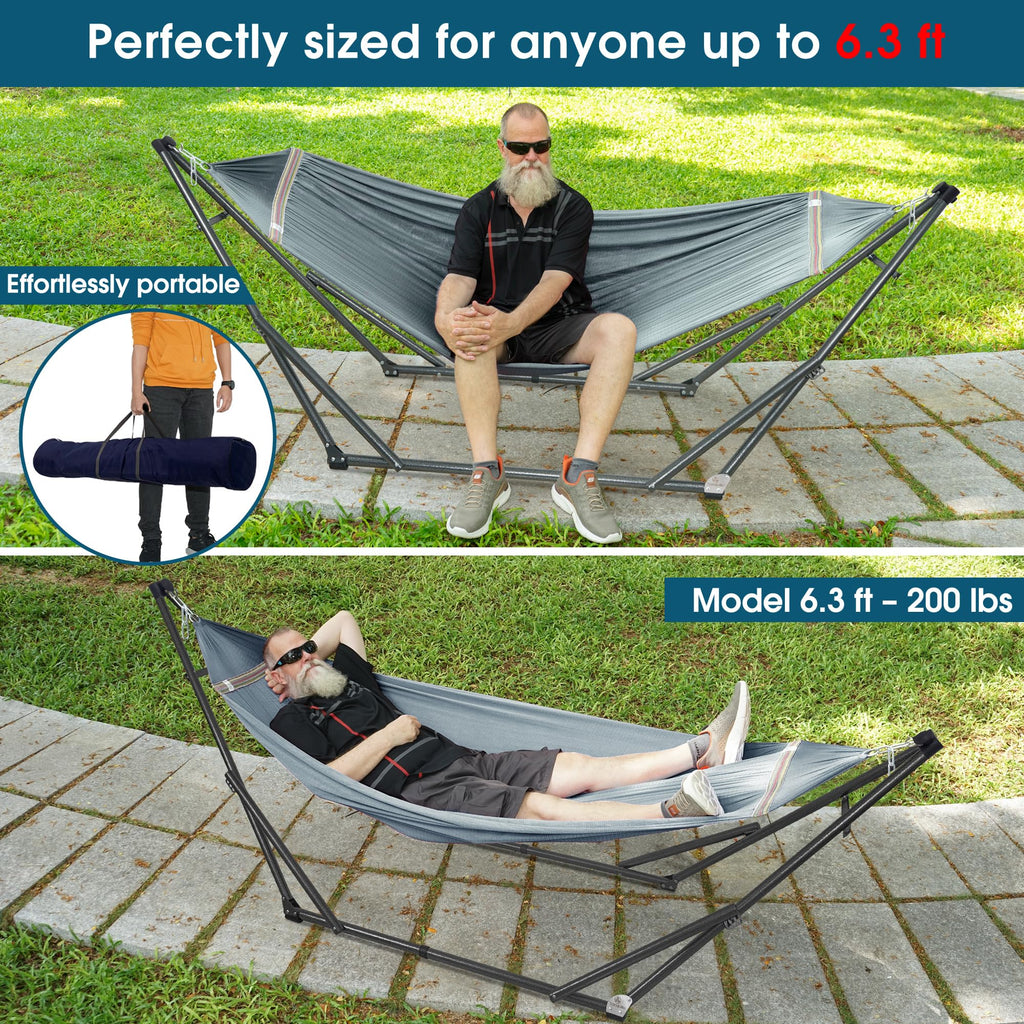 Tranquillo Unity Adjustable Hammock Stand, Hammocks Stands for The Garden, 800 lbs Capacity Steel Double Hammock Stand for 2 Persons, Premium Pre-Assembled Stand (Steel, Aegean)