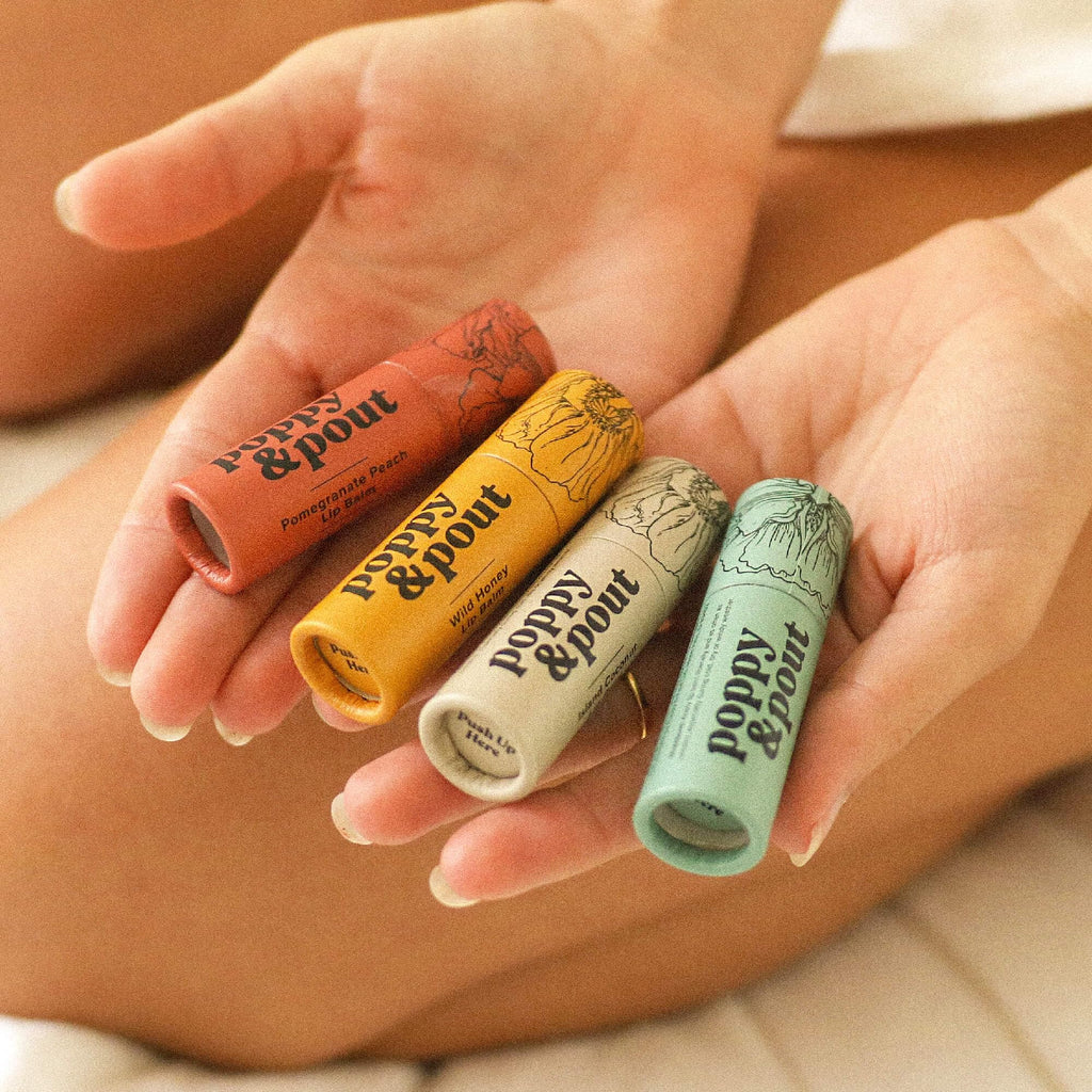 Poppy & Pout Blood Orange Mint Jumbo Lip Balm | All Natural Lip Balms & Moisturizers | Hydrates with Beeswax, Vitamin E, Organic Coconut Oil | Cruelty-Free | Lip Balm in Recyclable Cardboard Tube