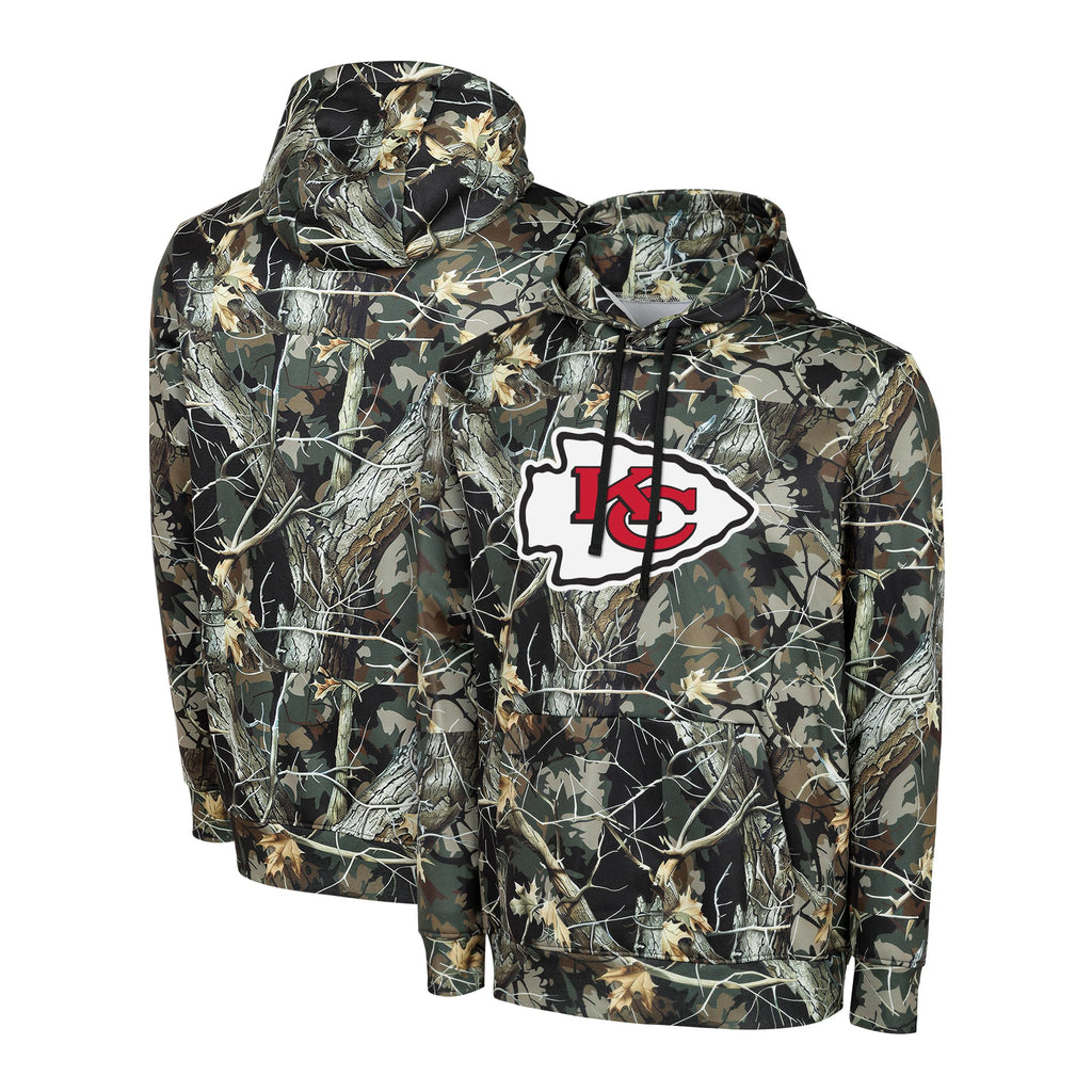 FOCO NFL Men's Official Sideline Hunter Camo Primary Logo Performance Pullover Hoodie Sweatshirt