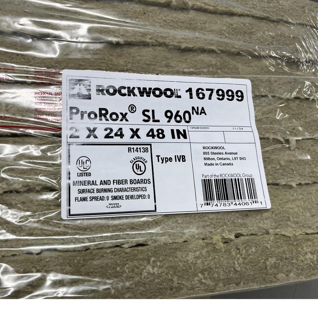 10 pk 24" x 48" x 1" Rockwool ProRox Mineral Wool, Replaces Owens Corning Thermafiber, BMW142-10PK