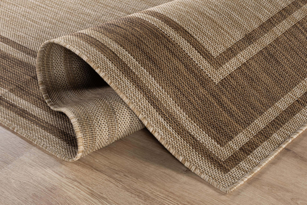 Beverly Rug Outdoor Rug 5x7 Modern Bordered Area Rugs for Indoor and Outdoor Patio Deck Porch Garden Waterproof Weather Sun Resistant Washable Outside Carpet (5 x 7 Beige)