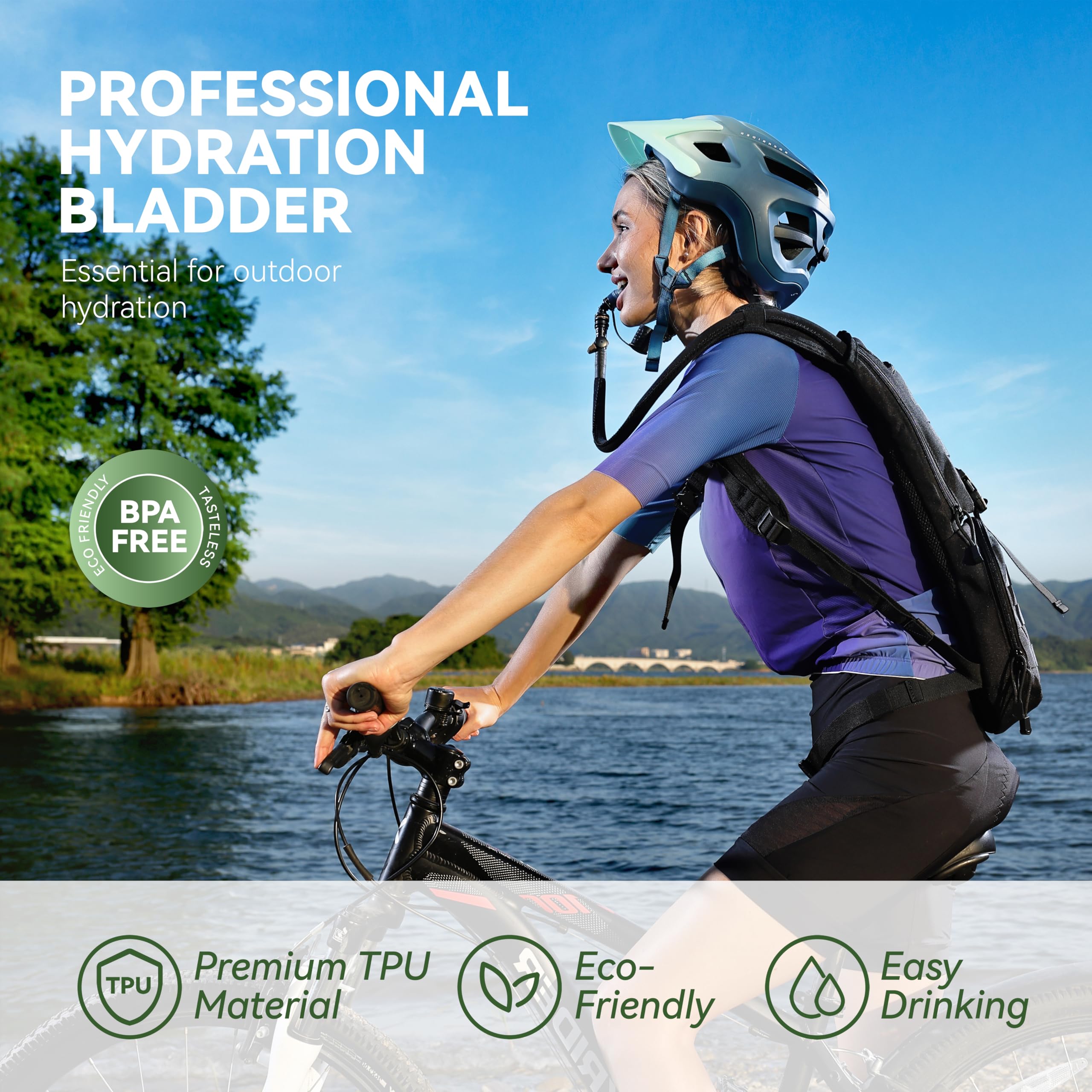 MARCHWAY 2L/2.5L/3L TPU Hydration Bladder, Ultra Durable Water Reservoir Bag with Insulated Tube for Hydration Pack for Cycling, Hiking, Running, Climbing, Biking
