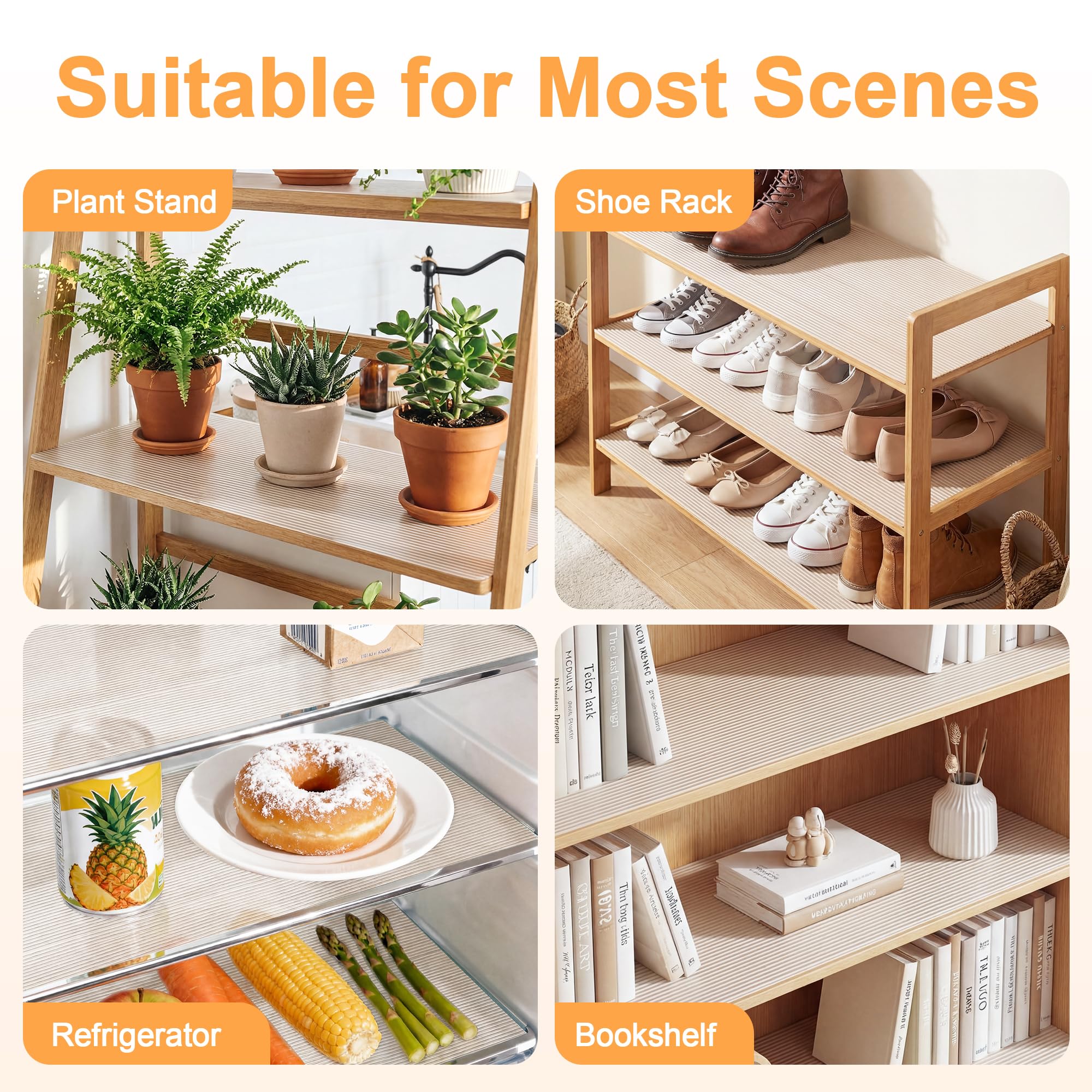 FEXIA Shelf Liner for Kitchen Cabinets Drawer Non Adhesive Non-Slip Liner 12 Inches x 20 FT Waterproof & Oil-Proof Durable Material Fridge Liner for Shelves