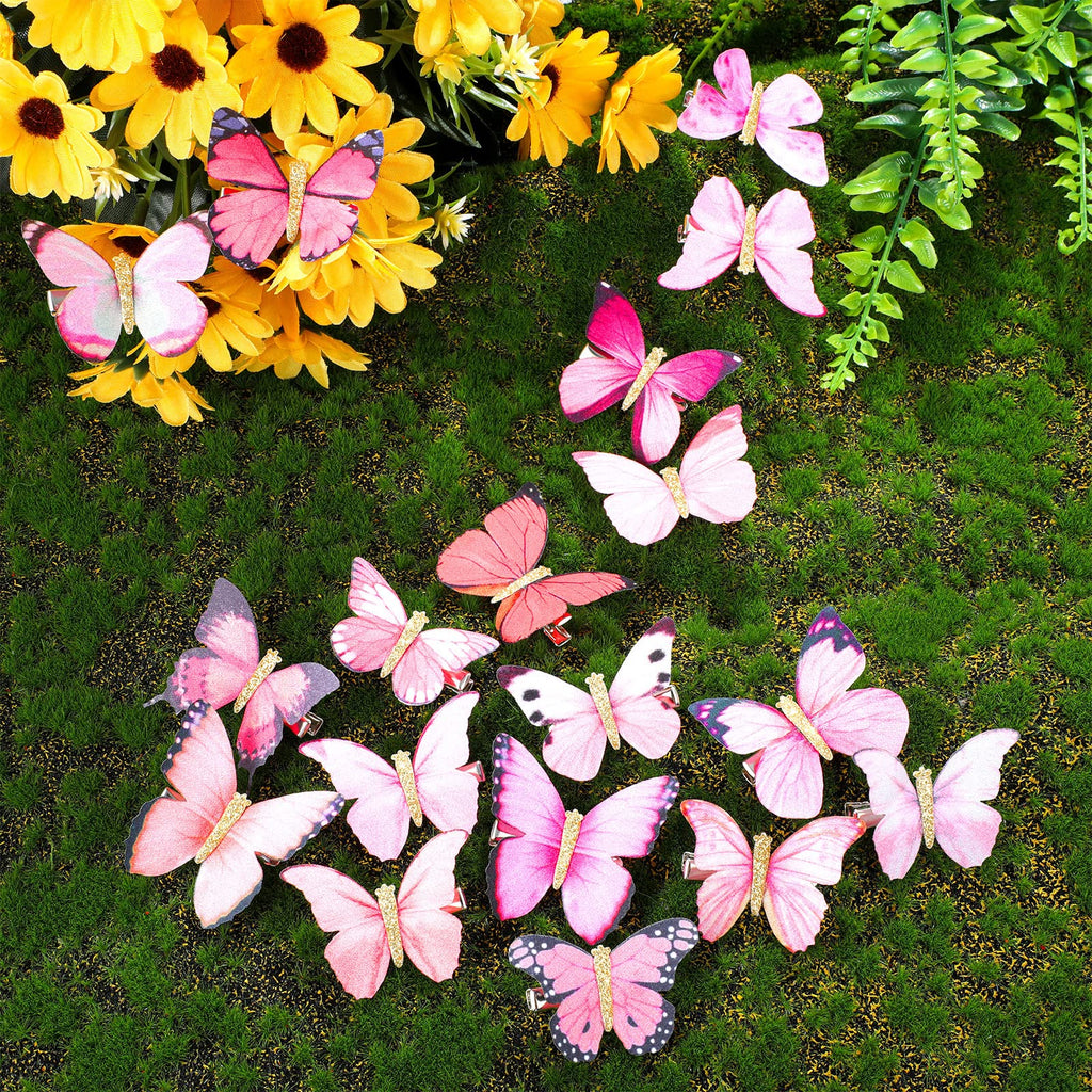 Boao 18 Pieces Glitter Butterfly Hair Clips for Girls Teens Women Hair Accessories (Bright Style)