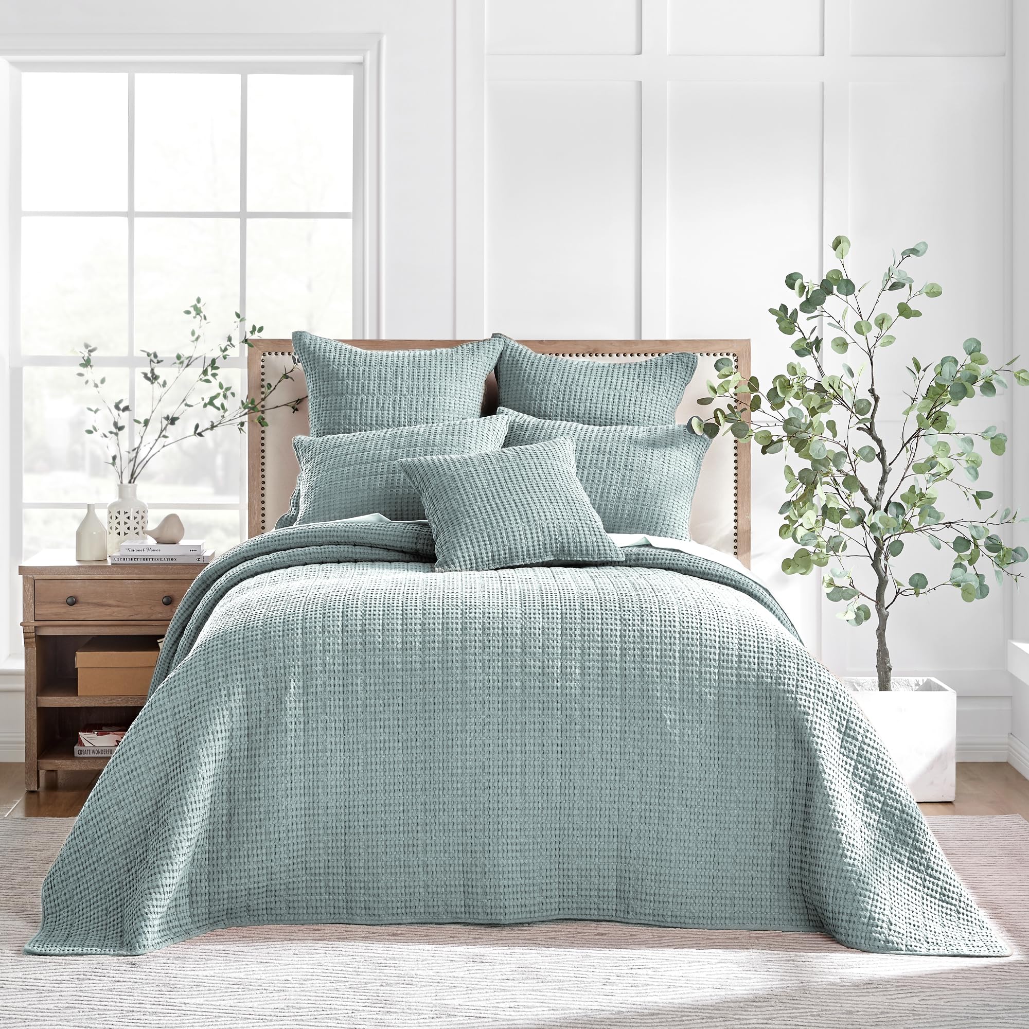 Levtex Home Mills Waffle Twin Bedspread Set (84x104in) with 1 Pillow Sham (26x20in) - Adobe - 100% Cotton Twin Size Bedspread Set - Lightweight, Soft, Pre-Washed